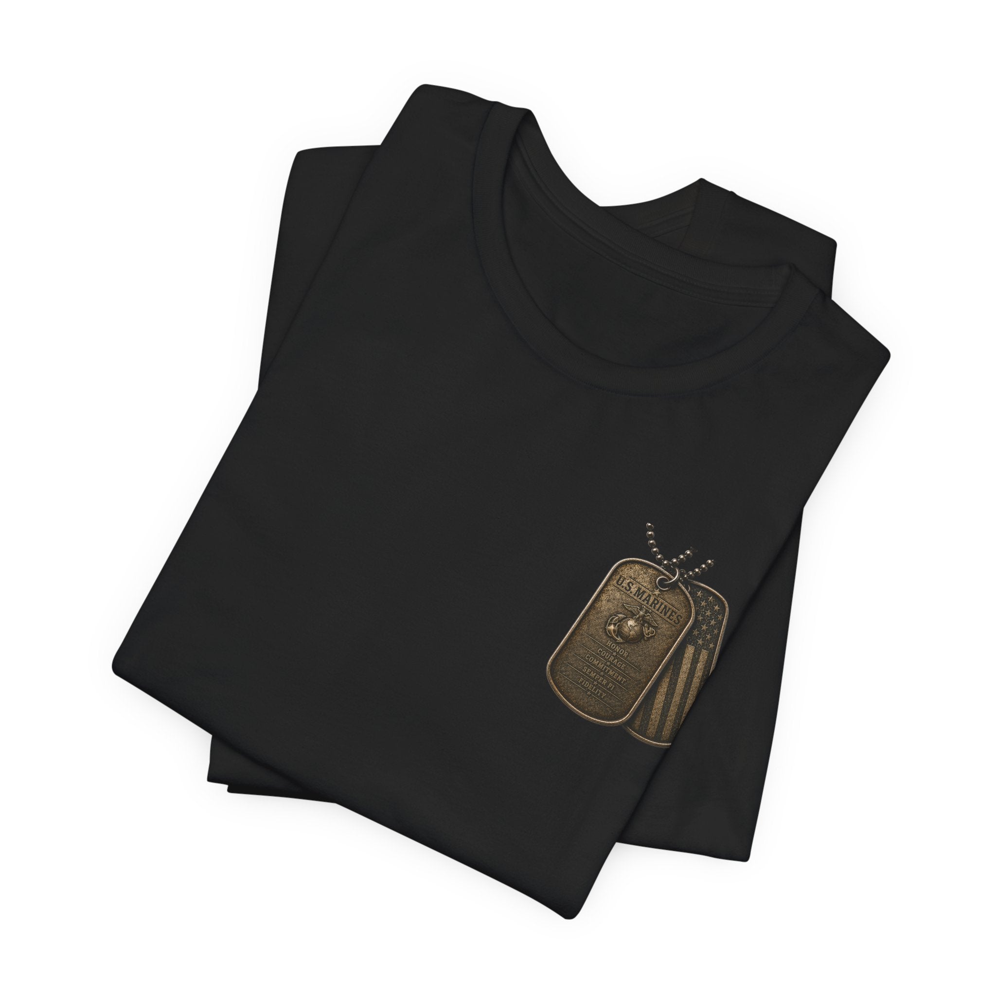 Marines Tribute Tee — Semper Fi Military Dog Tag Graphic T-Shirt
