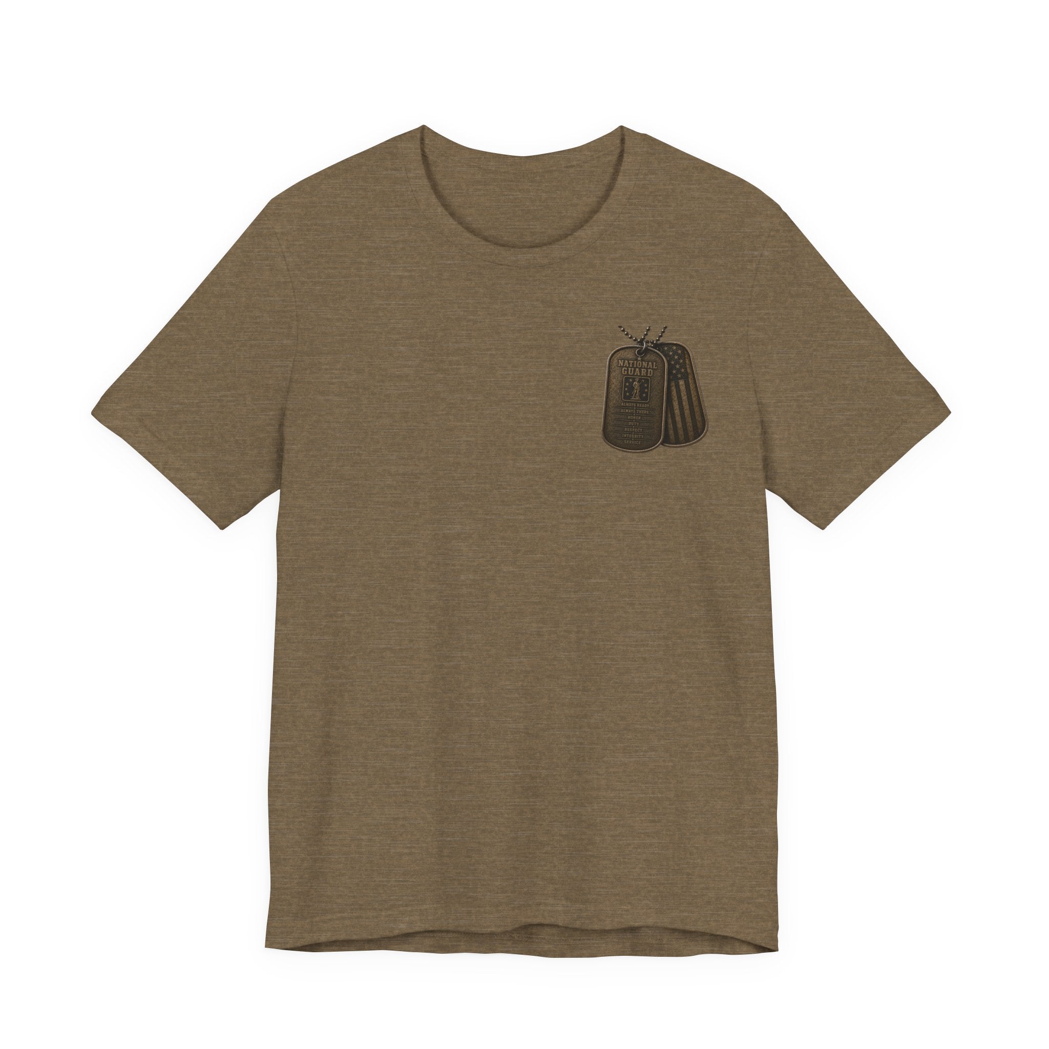 National Guard Graphic Tee — Military Dog Tags & Soldier Back Print