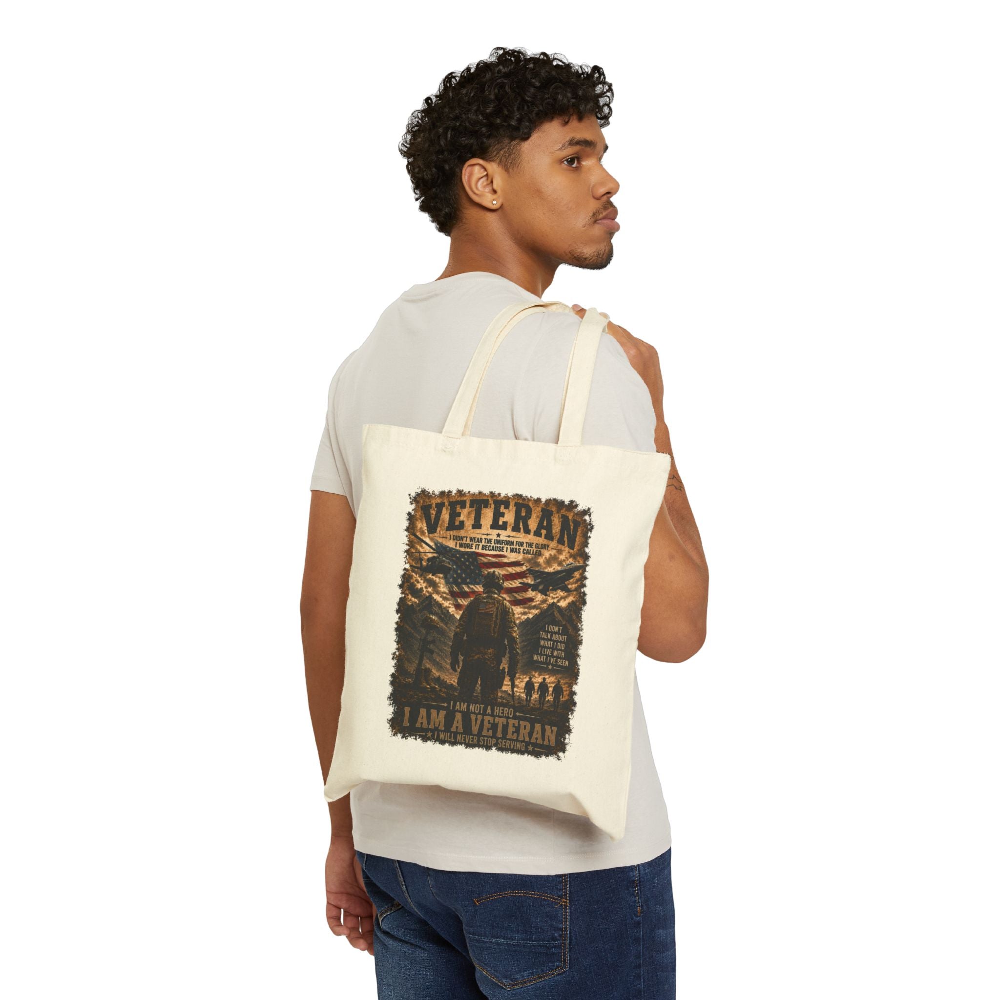 Veteran Tribute Tote Bag — 'I Am a Veteran' Canvas Grocery & Memorial Bag