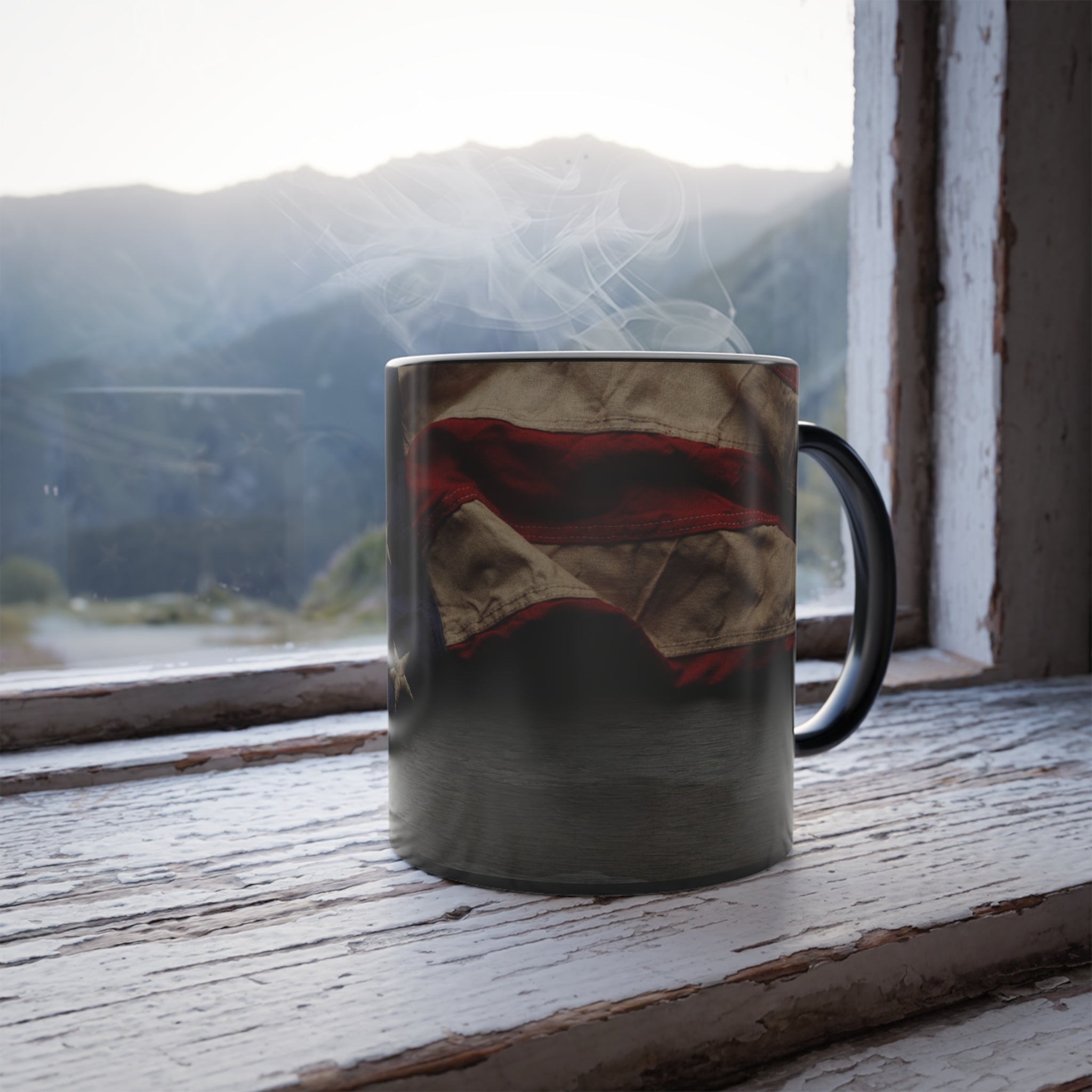 American Flag Color-Changing Mug — 11oz Heat Reveal Patriotic Coffee Cup