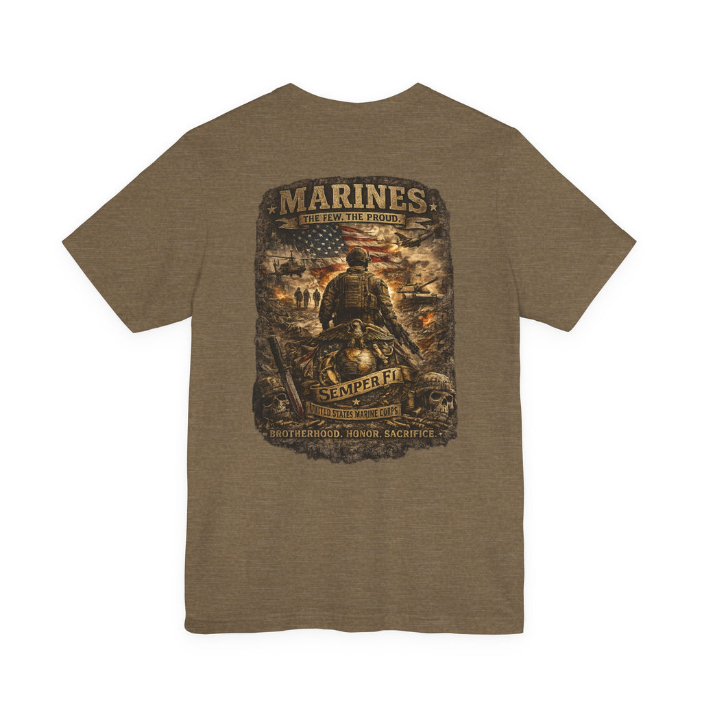Marines Tribute Tee — Semper Fi Military Dog Tag Graphic T-Shirt