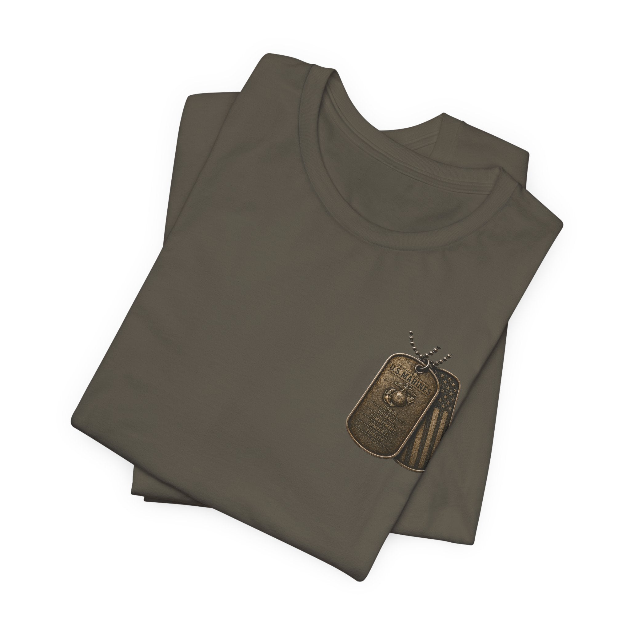 Marines Tribute Tee — Semper Fi Military Dog Tag Graphic T-Shirt