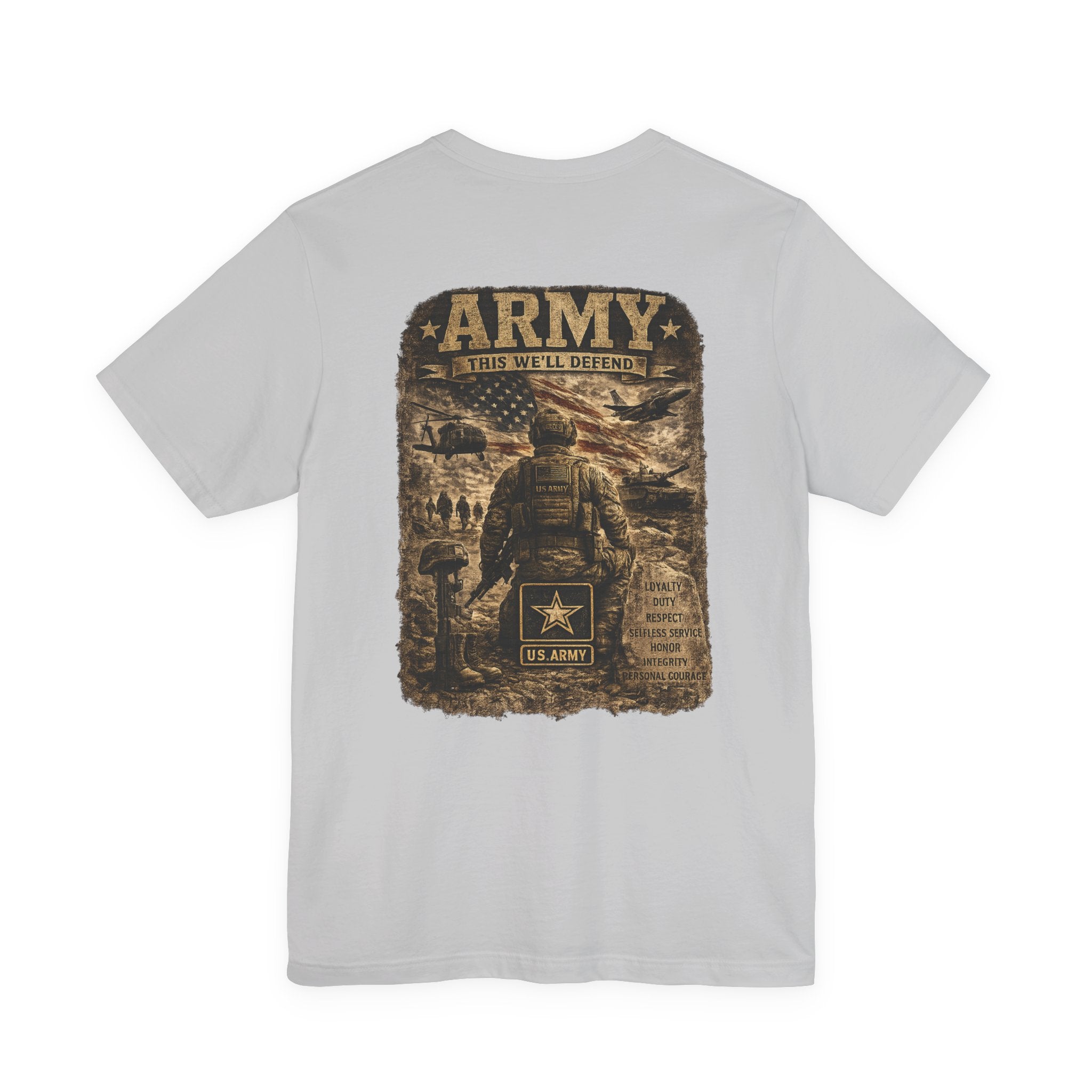 Army soldier silhouette Tee | Military dog tags design, US Army back print