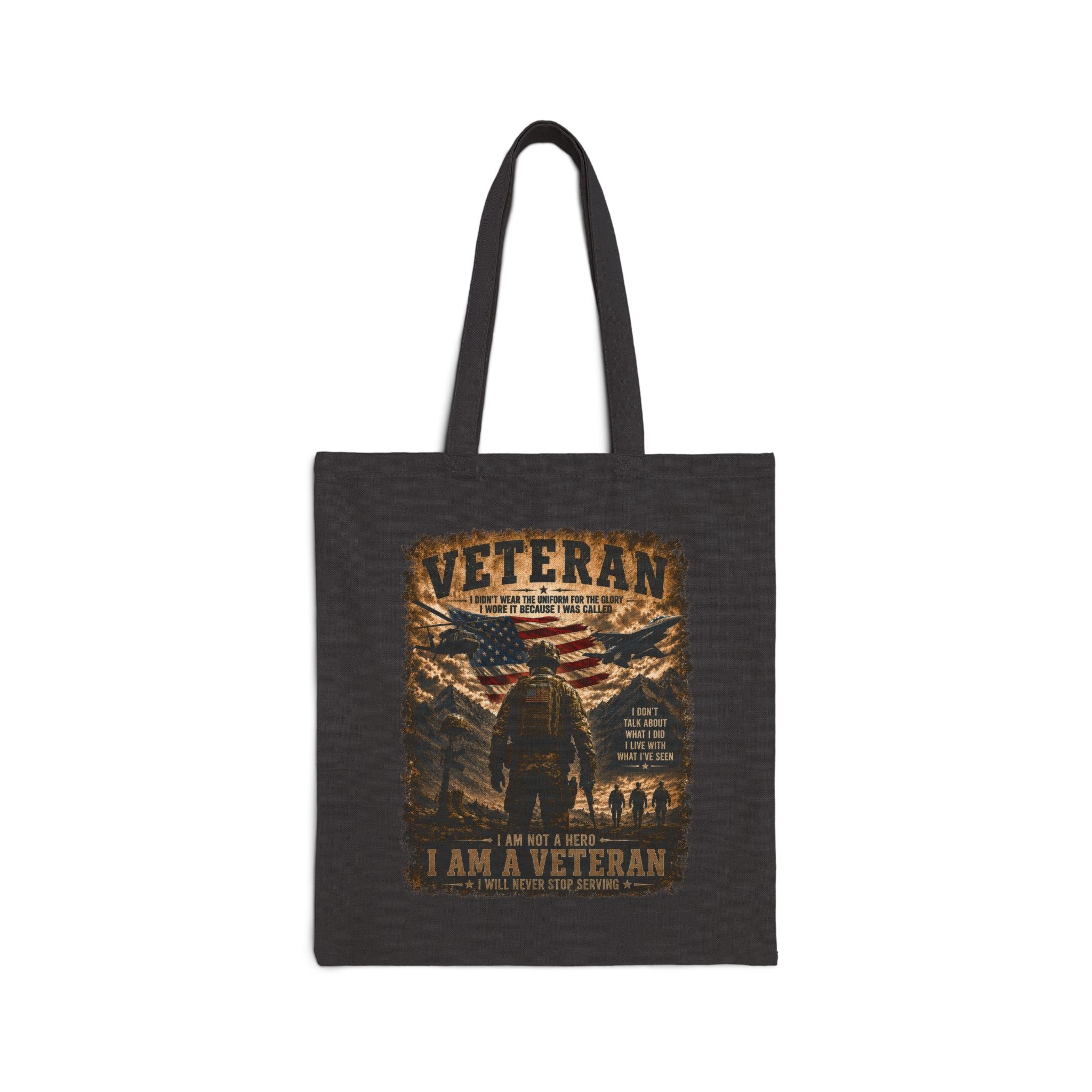 Veteran Tribute Tote Bag — 'I Am a Veteran' Canvas Grocery & Memorial Bag