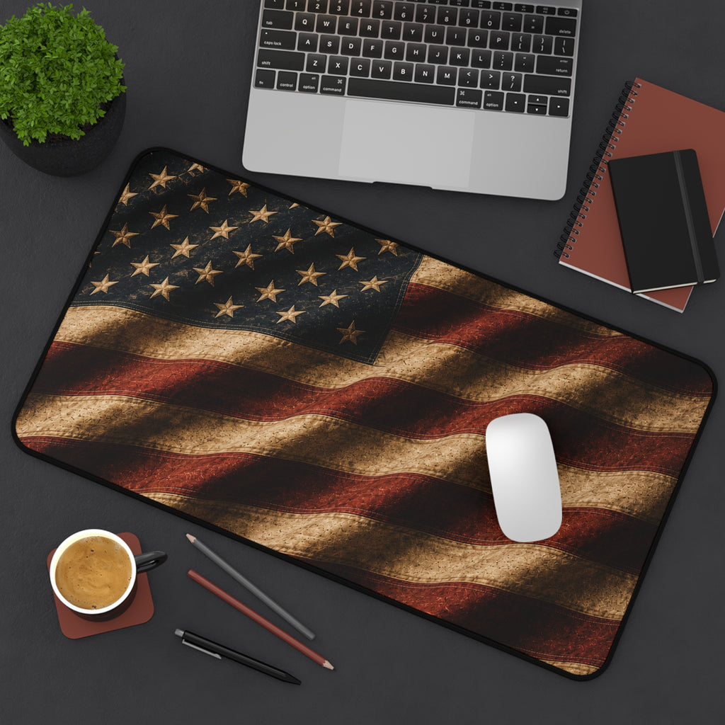 Distressed American Flag Desk Mat | Vintage USA Patriotic Mouse Pad