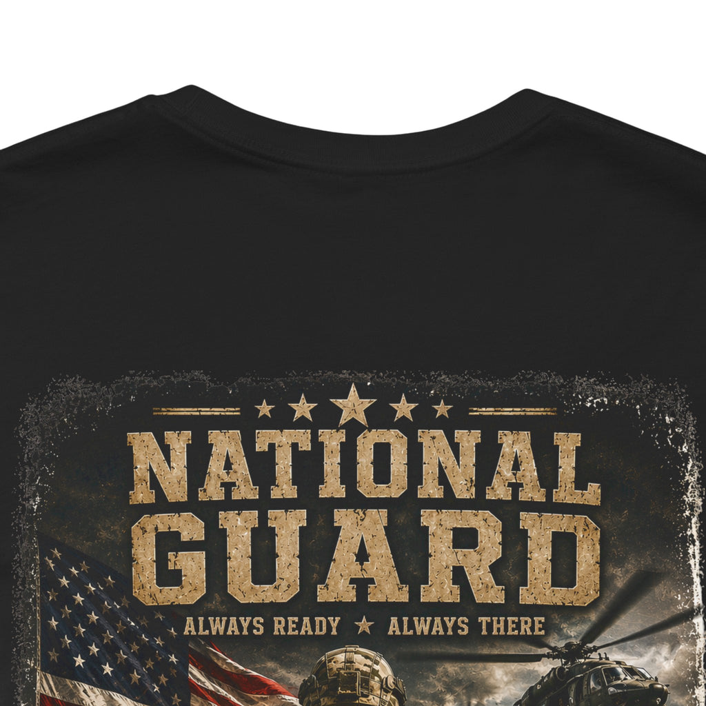 National Guard Graphic Tee — Military Dog Tags & Soldier Back Print