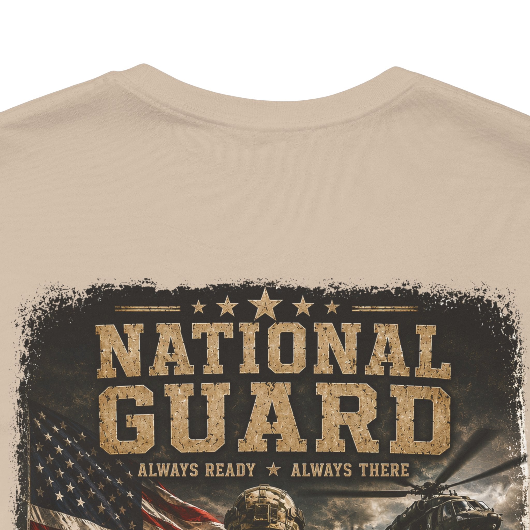 National Guard Graphic Tee — Military Dog Tags & Soldier Back Print