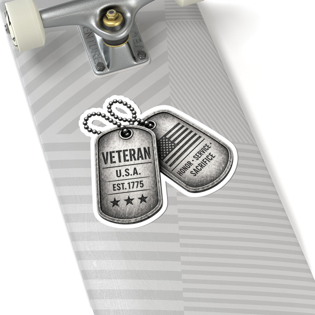 Veteran Dog Tag Stickers — Kiss-Cut Patriotic Honor & Service Decals