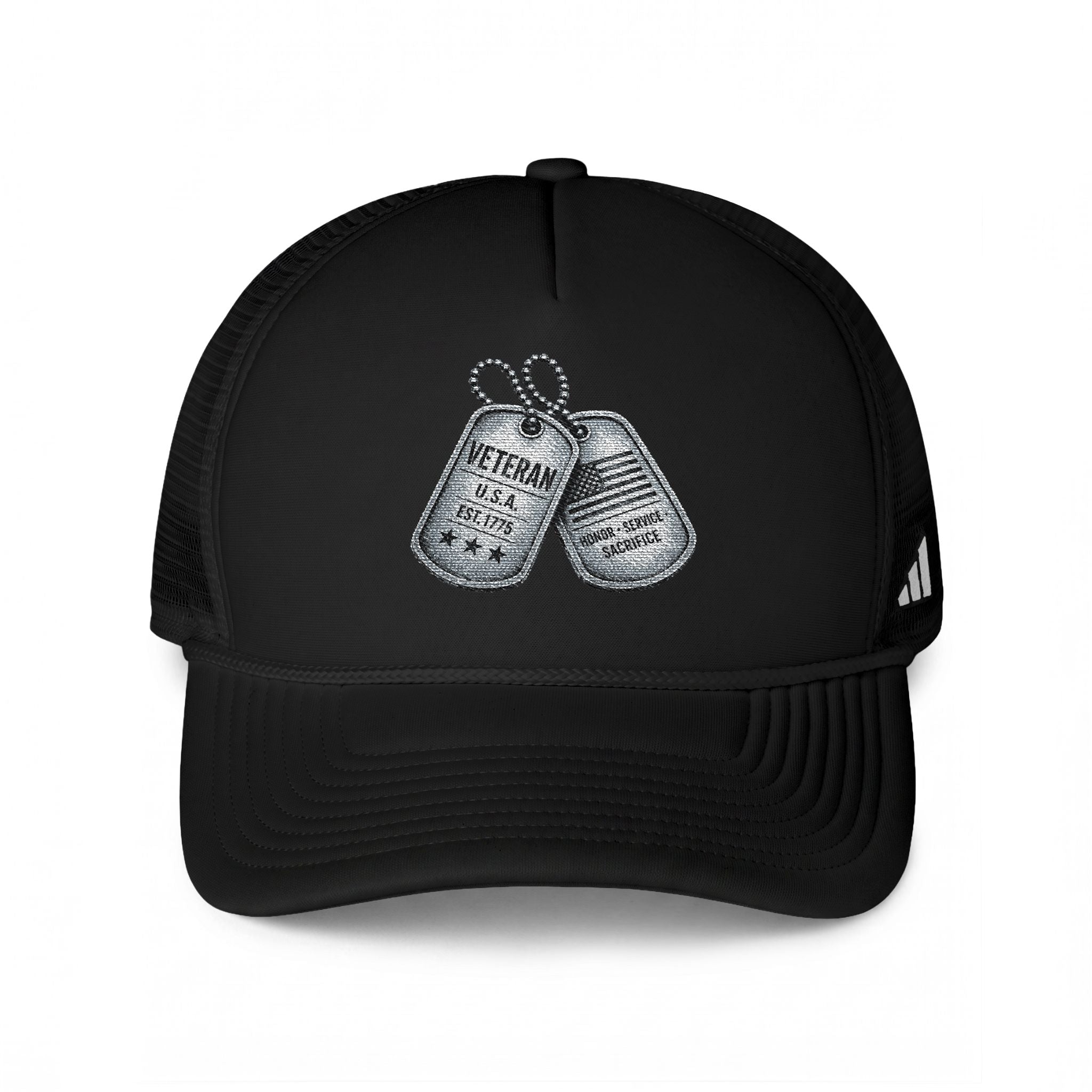 Veteran Dog Tags Trucker Hat — Military Tribute Mesh Cap
