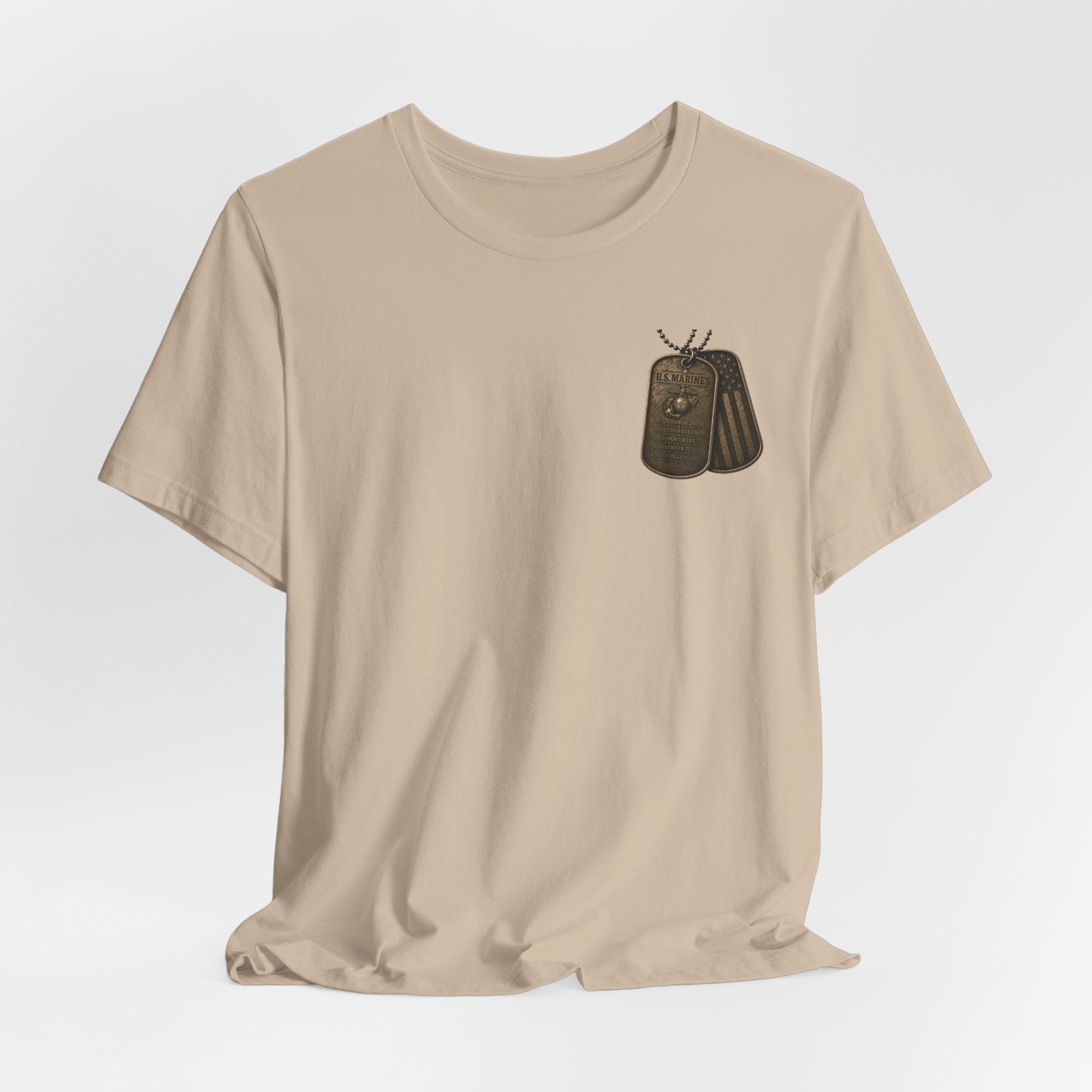 Marines Tribute Tee — Semper Fi Military Dog Tag Graphic T-Shirt
