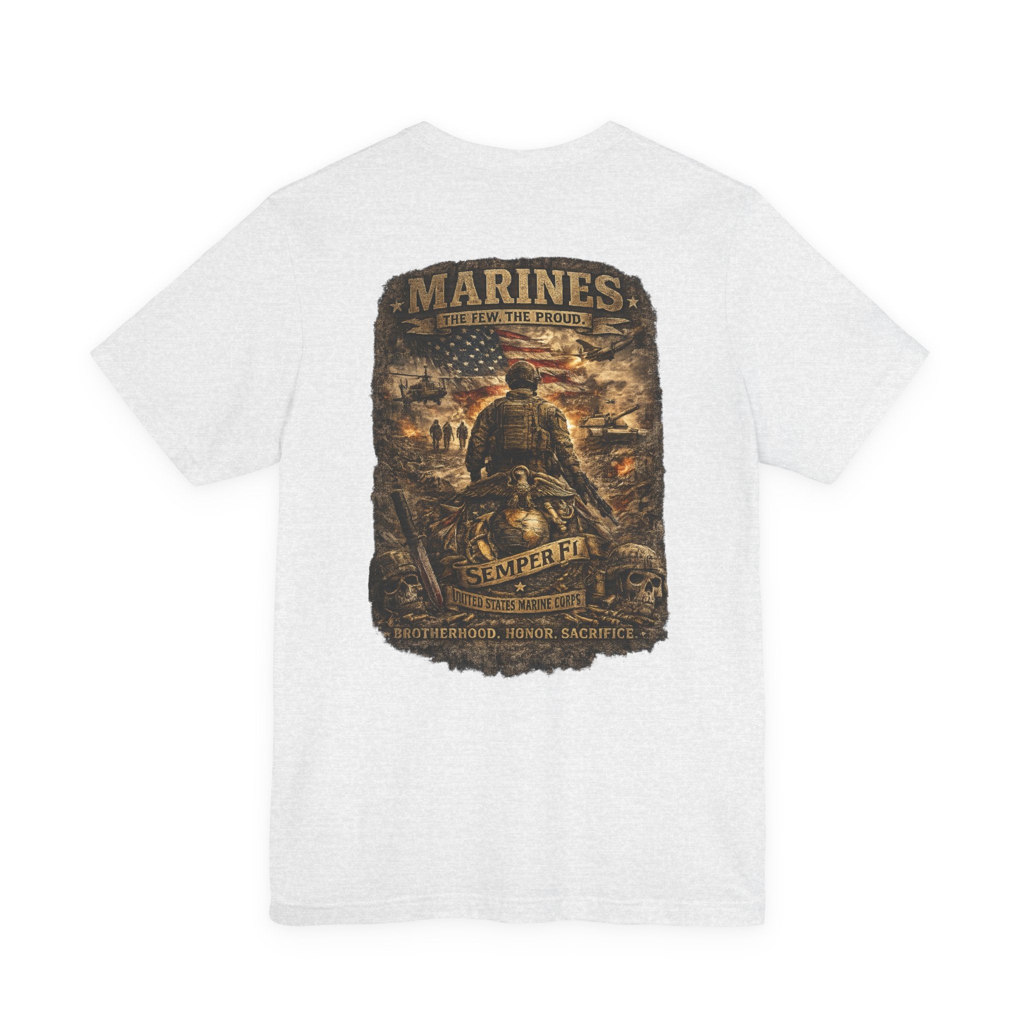 Marines Tribute Tee — Semper Fi Military Dog Tag Graphic T-Shirt