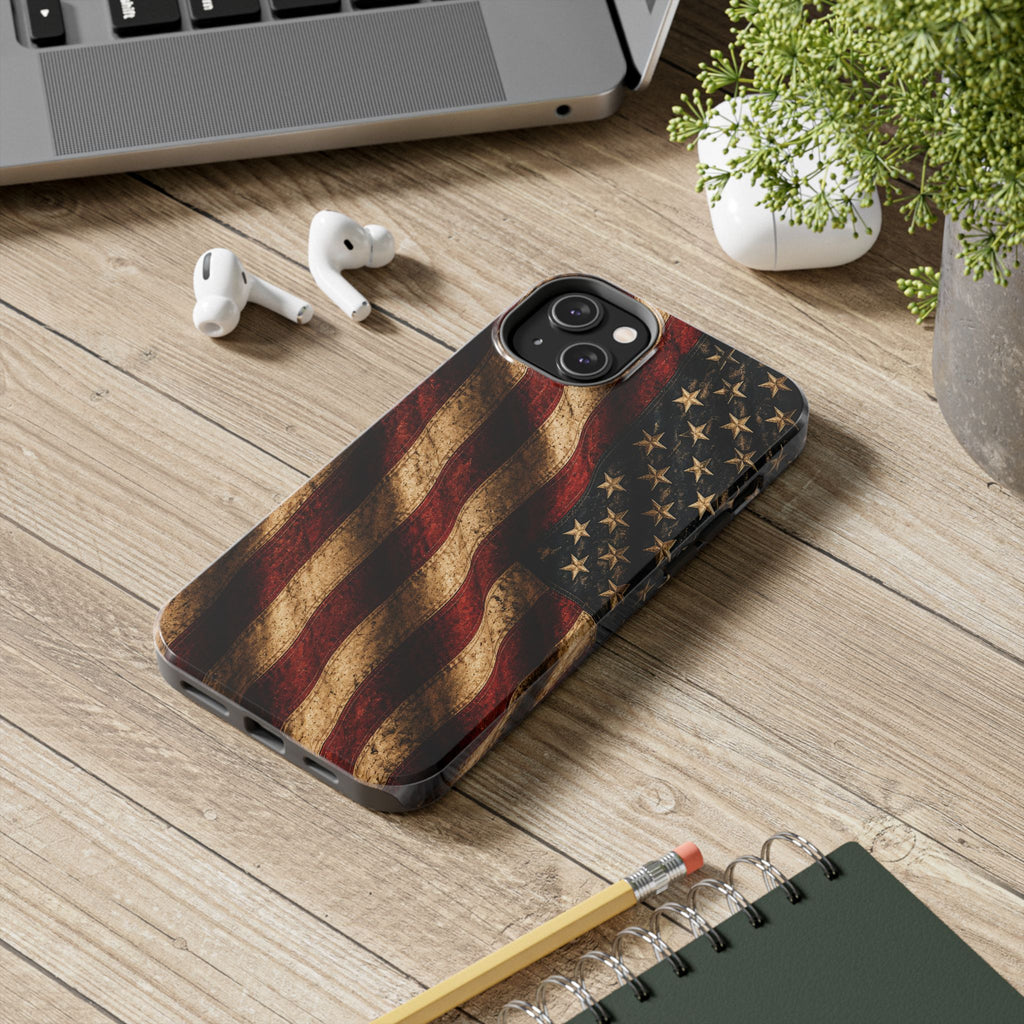 Distressed American Flag Tough Phone Case | Patriotic iPhone Cover