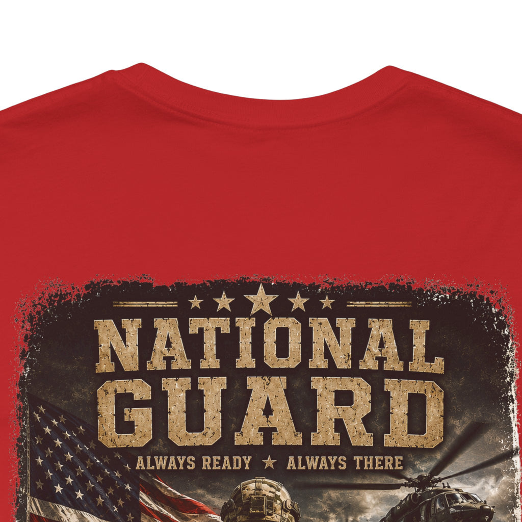 National Guard Graphic Tee — Military Dog Tags & Soldier Back Print