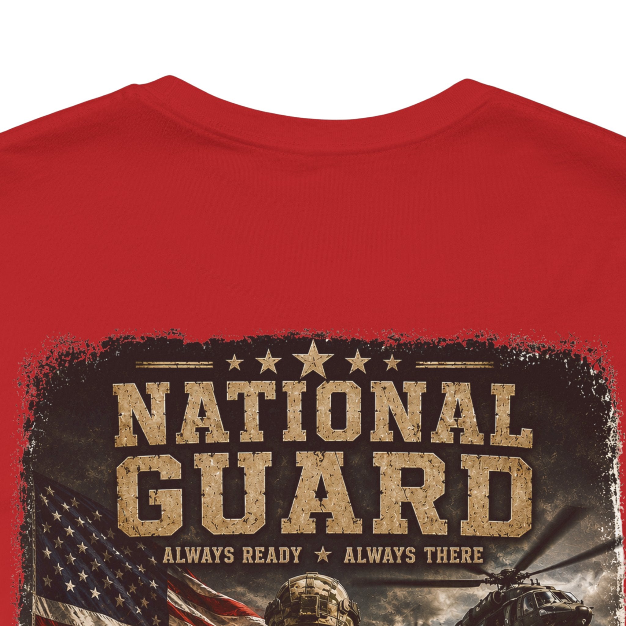 National Guard Graphic Tee — Military Dog Tags & Soldier Back Print