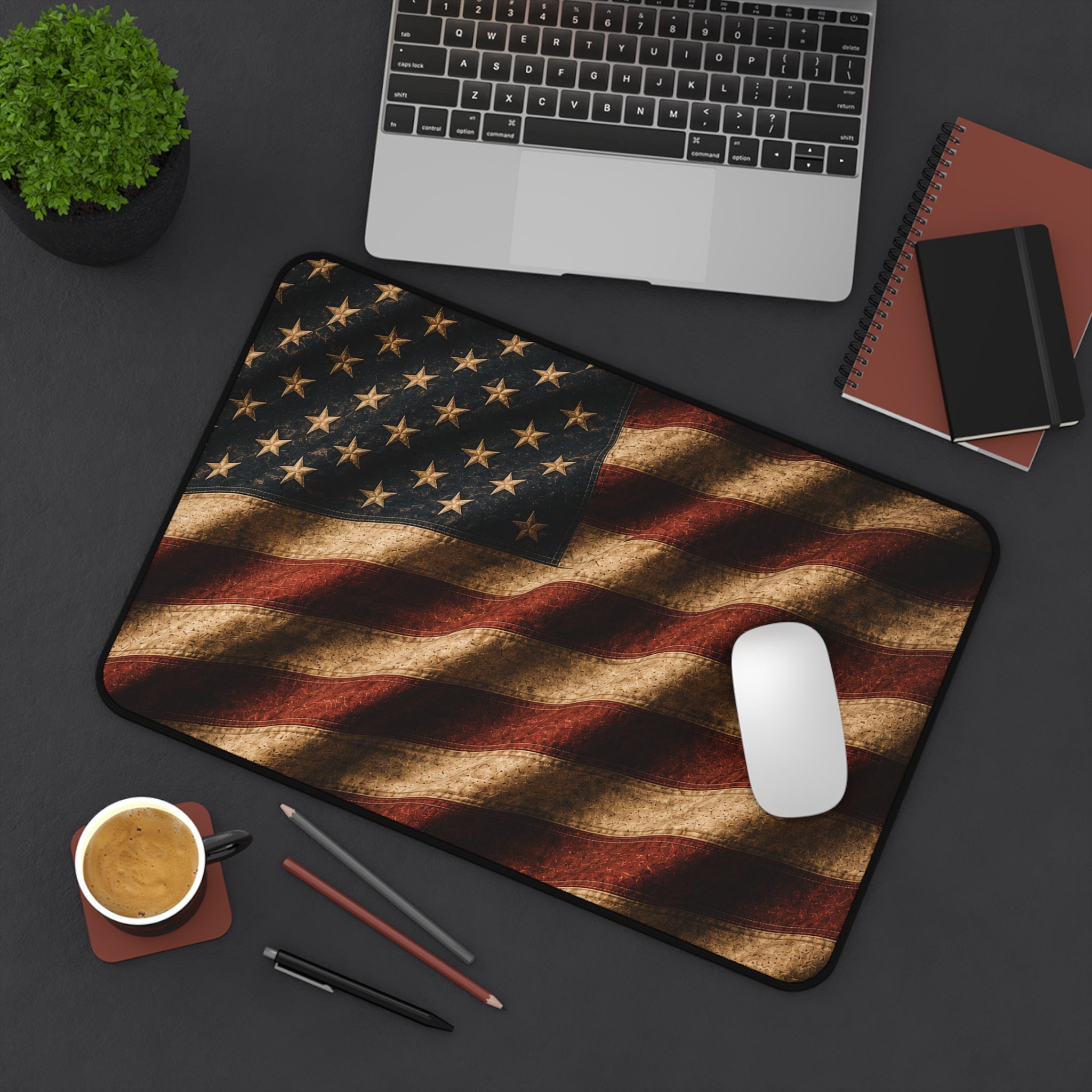 Distressed American Flag Desk Mat | Vintage USA Patriotic Mouse Pad