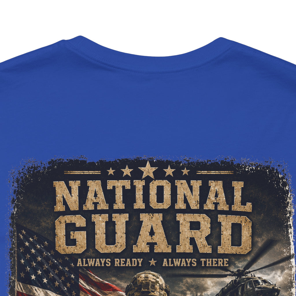 National Guard Graphic Tee — Military Dog Tags & Soldier Back Print
