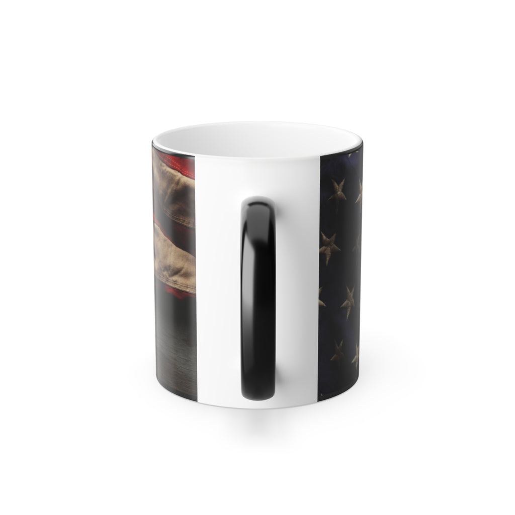 American Flag Color-Changing Mug — 11oz Heat Reveal Patriotic Coffee Cup