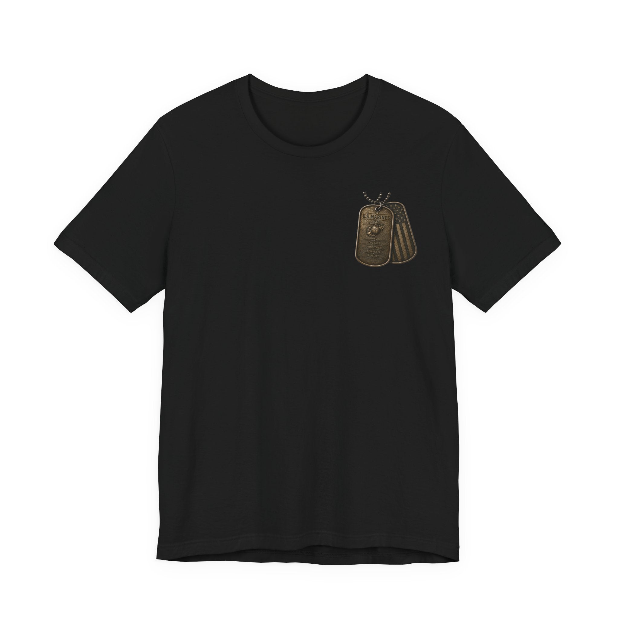 Marines Tribute Tee — Semper Fi Military Dog Tag Graphic T-Shirt