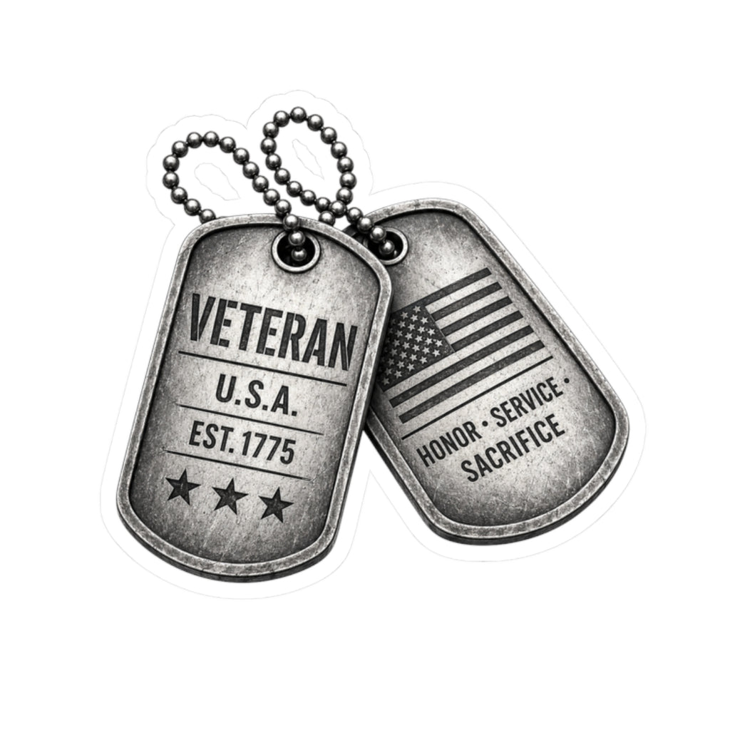 Veteran Dog Tag Stickers — Kiss-Cut Patriotic Honor & Service Decals