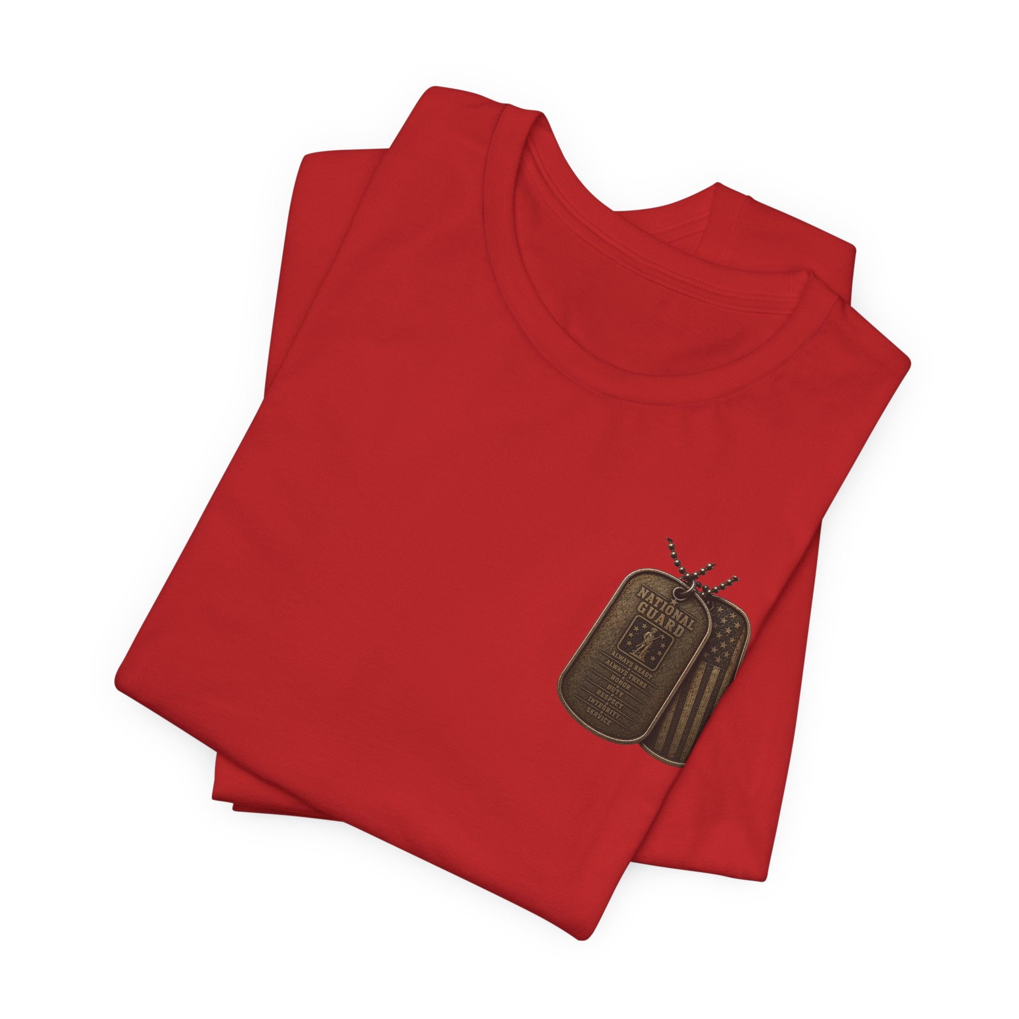 National Guard Graphic Tee — Military Dog Tags & Soldier Back Print