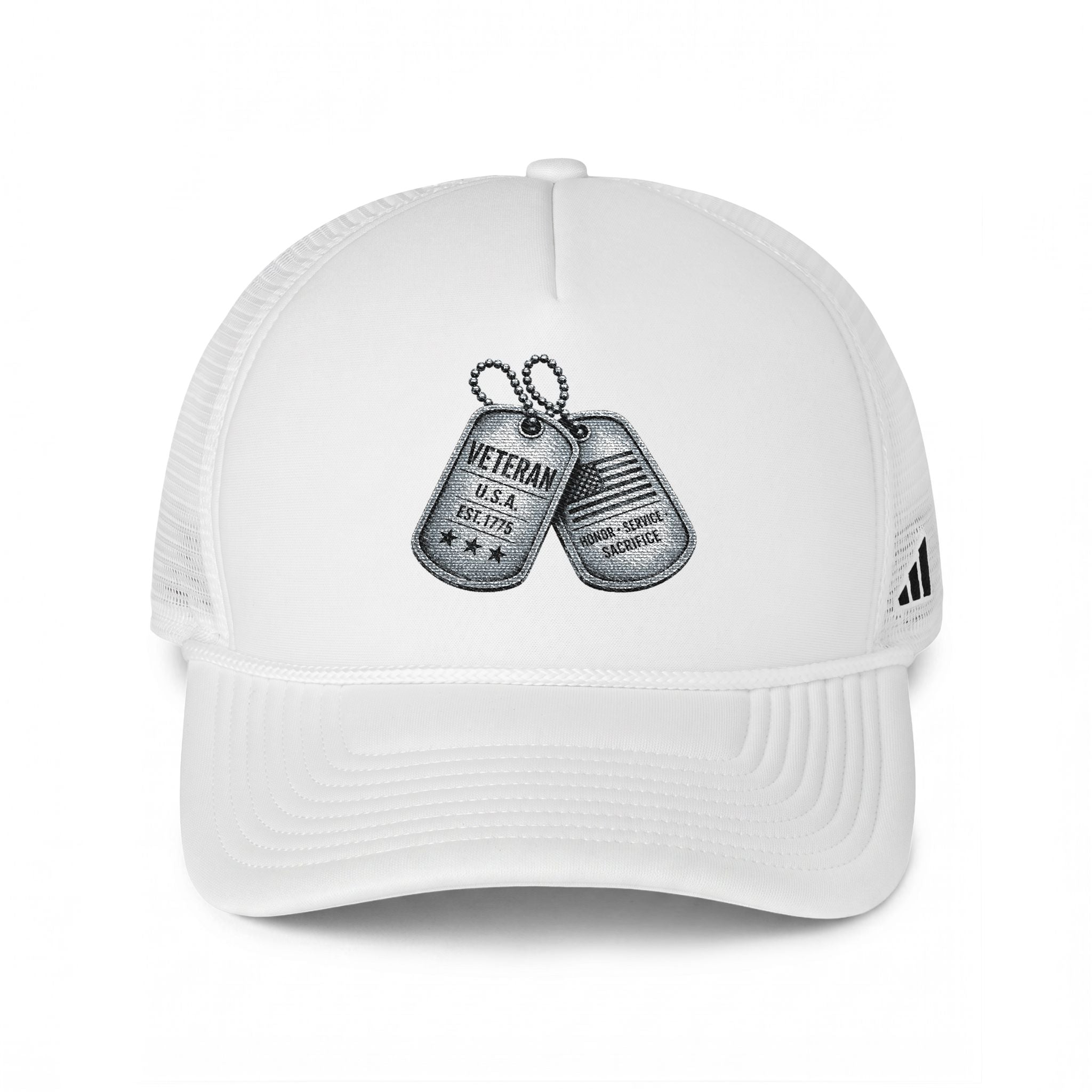 Veteran Dog Tags Trucker Hat — Military Tribute Mesh Cap