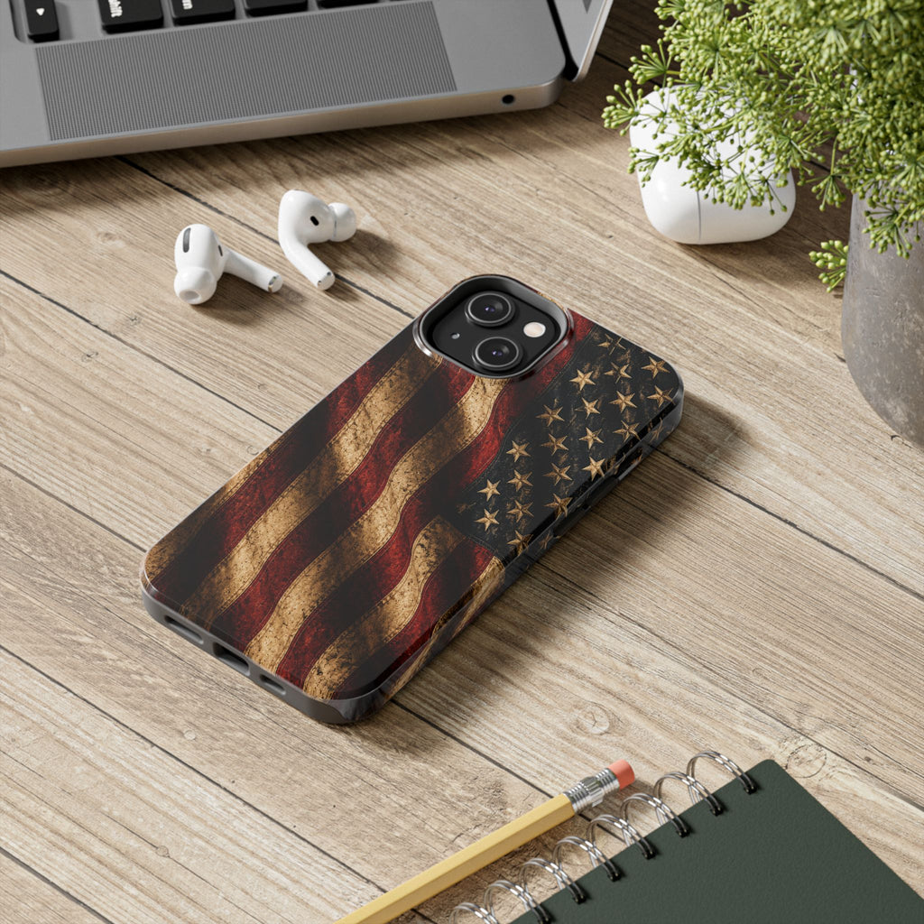 Distressed American Flag Tough Phone Case | Patriotic iPhone Cover