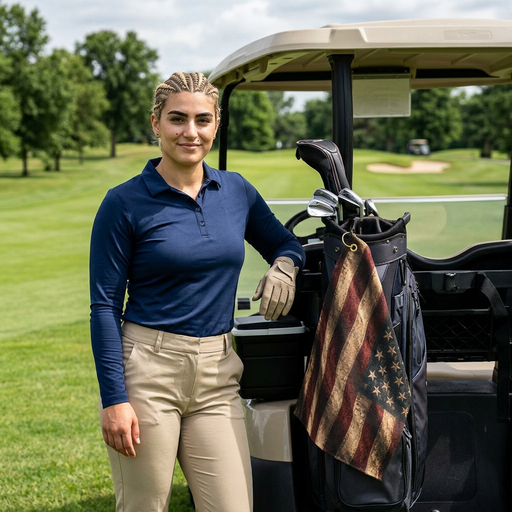 Vintage American Flag Golf Towel | Patriotic Golfing Accessory