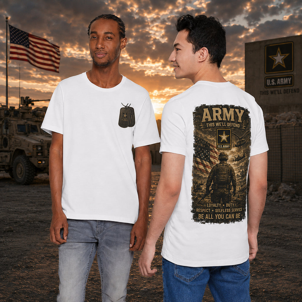 Army soldier silhouette Tee | Military dog tags design, US Army back print