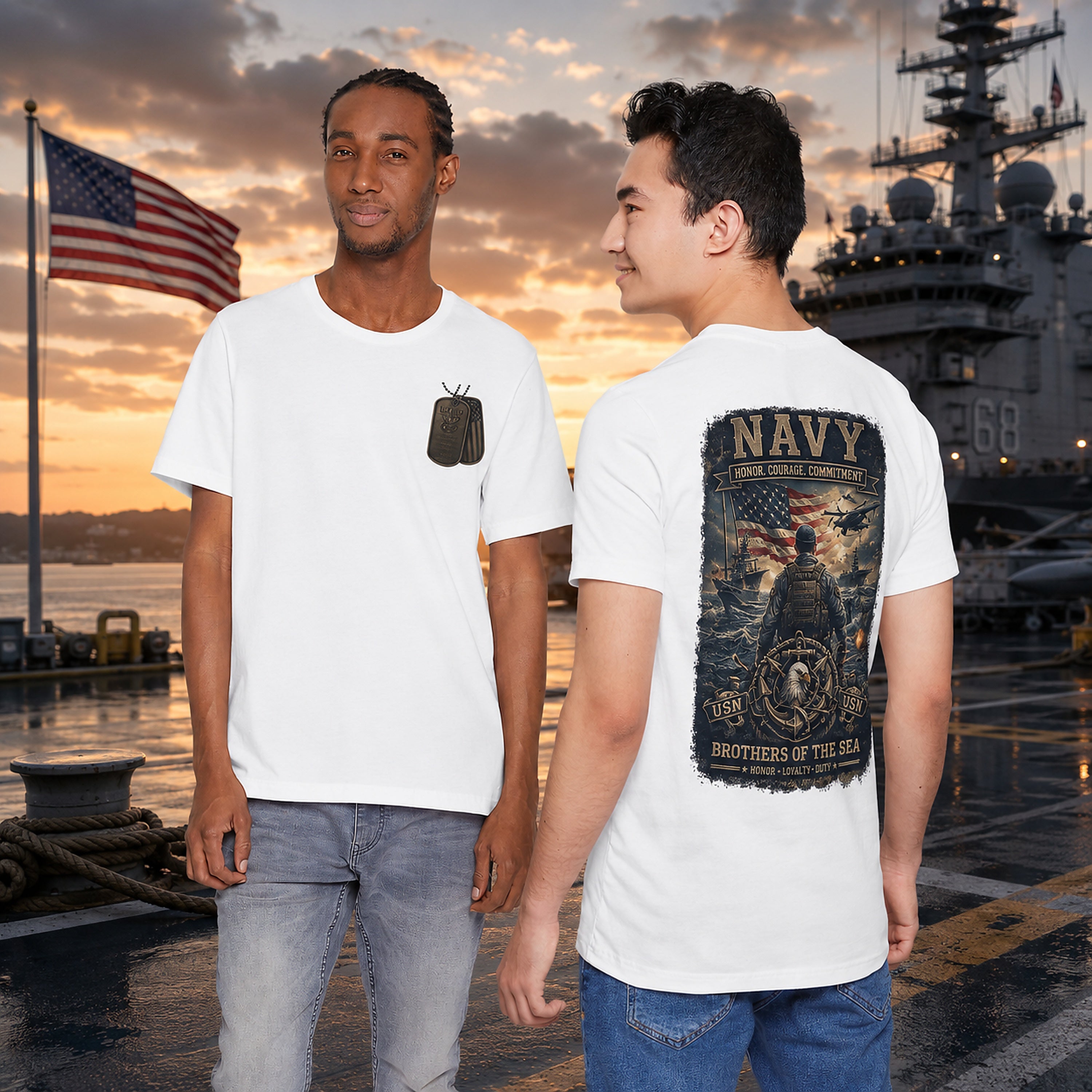 Navy Brothers of the Sea T-Shirt | Military Dog Tags Graphic