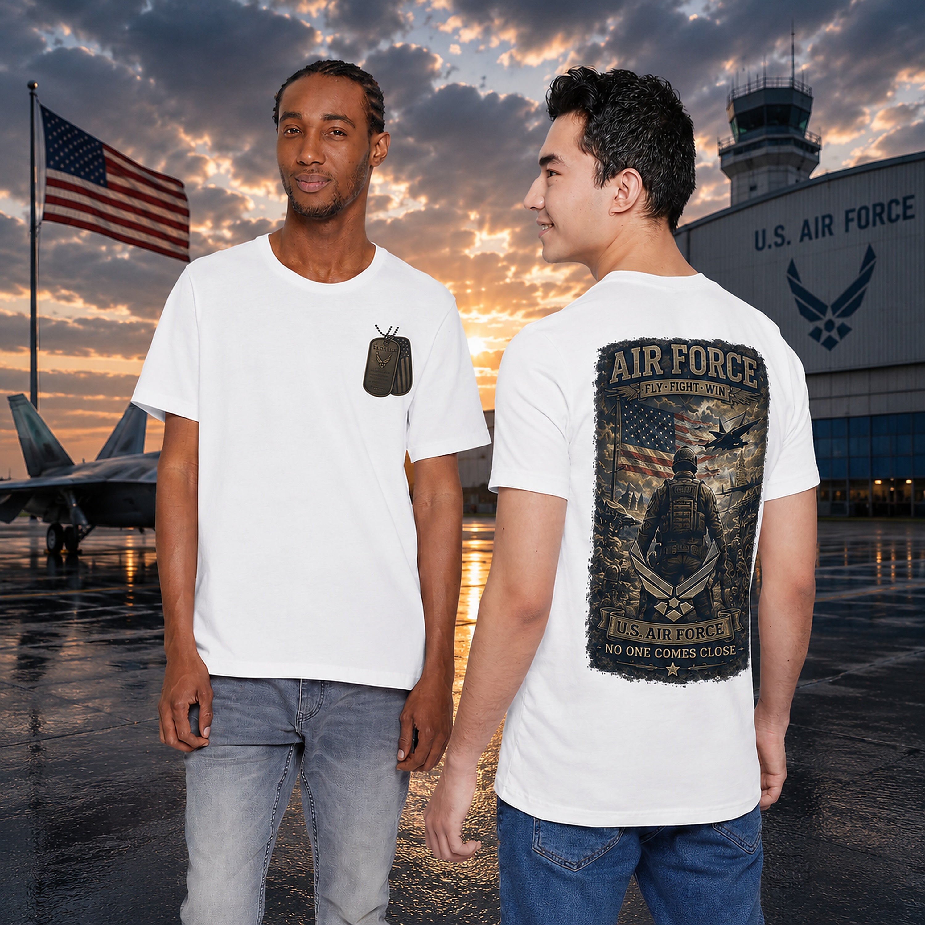 Air Force Veteran Graphic Tee — Military Dog Tags Back Print