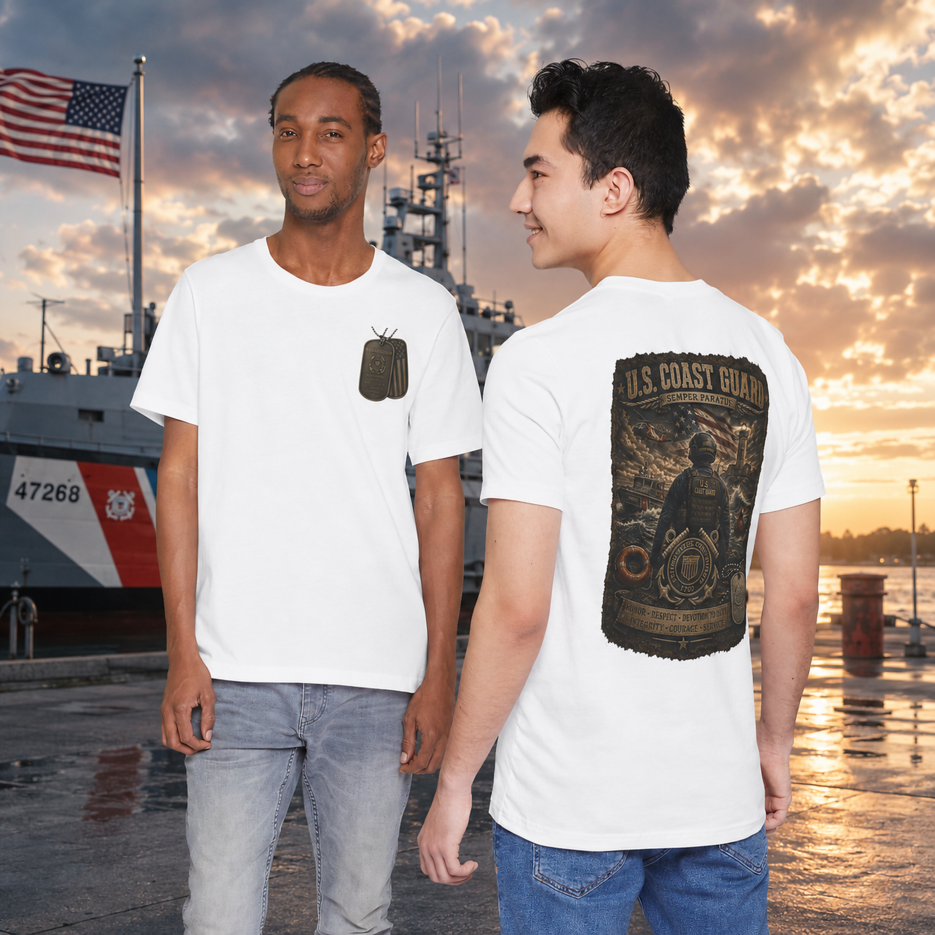 U.S. Coast Guard Veteran Tee | Dog Tags Graphic T-Shirt