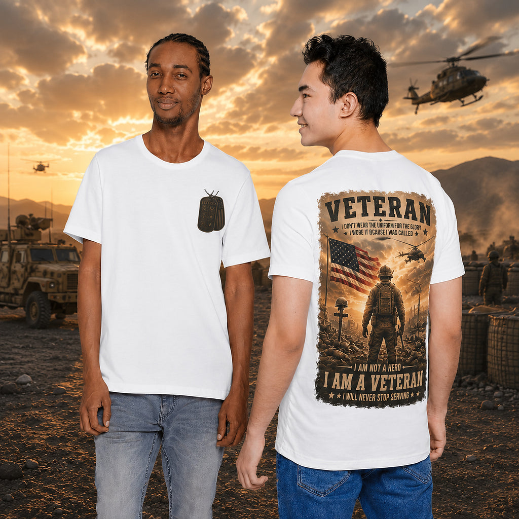 Veteran Dog Tags T-Shirt — 'I Am A Veteran' Patriotic Military Tribute Tee