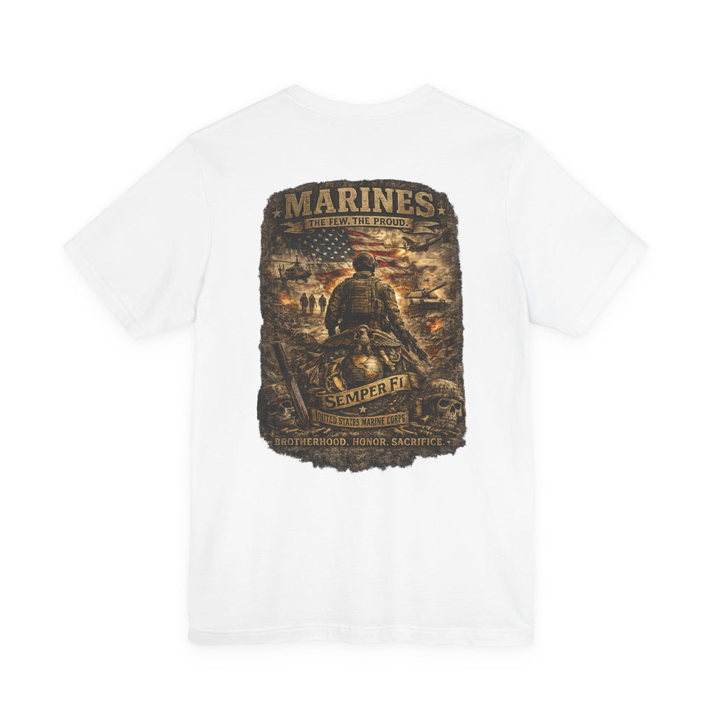 Marines Tribute Tee — Semper Fi Military Dog Tag Graphic T-Shirt