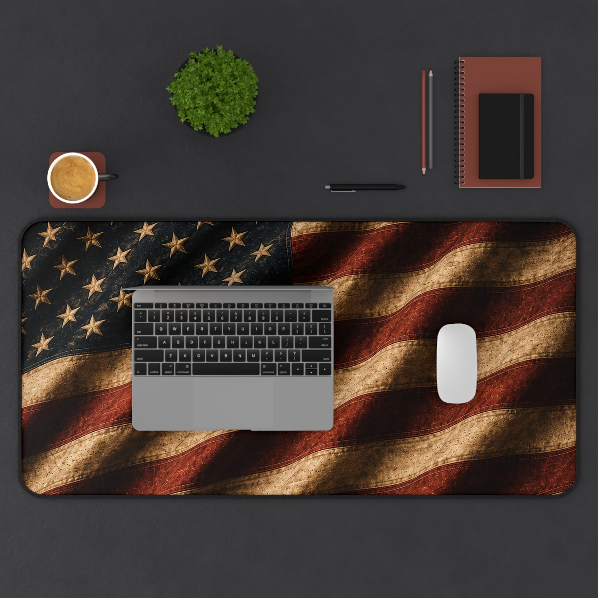Distressed American Flag Desk Mat | Vintage USA Patriotic Mouse Pad