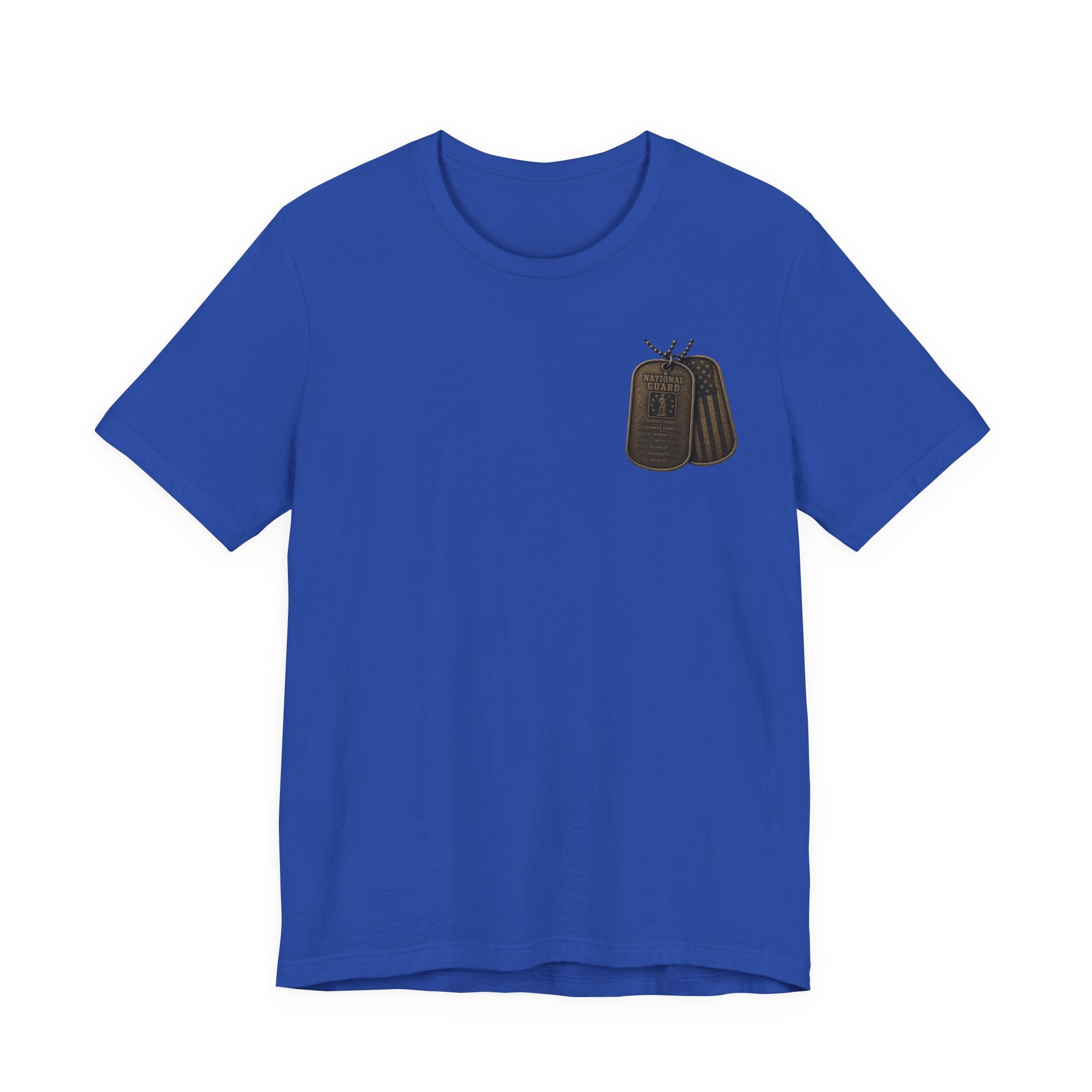 National Guard Graphic Tee — Military Dog Tags & Soldier Back Print
