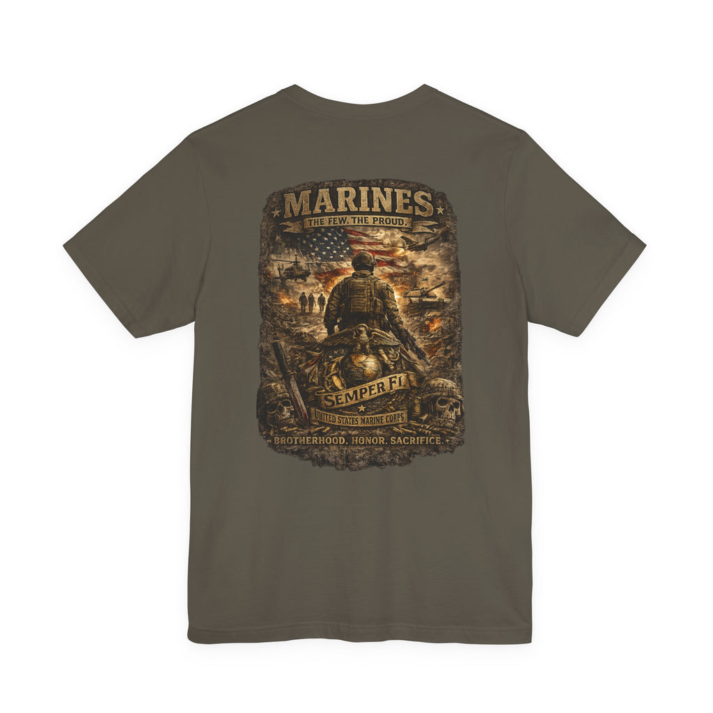 Marines Tribute Tee — Semper Fi Military Dog Tag Graphic T-Shirt