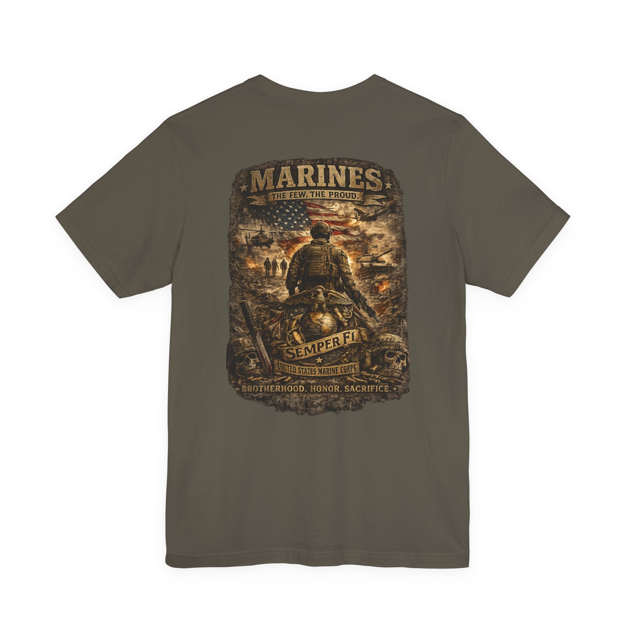 Marines Tribute Tee — Semper Fi Military Dog Tag Graphic T-Shirt