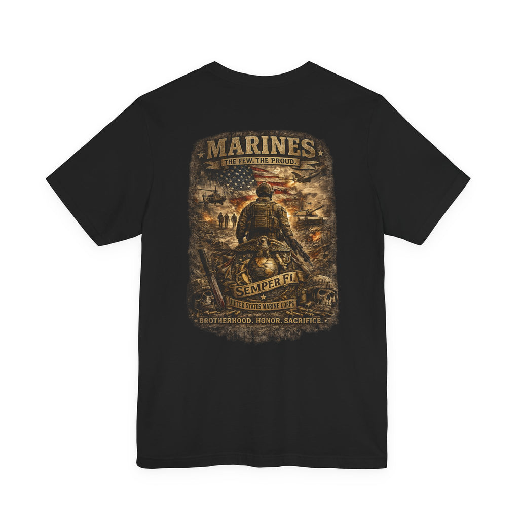 Marines Tribute Tee — Semper Fi Military Dog Tag Graphic T-Shirt