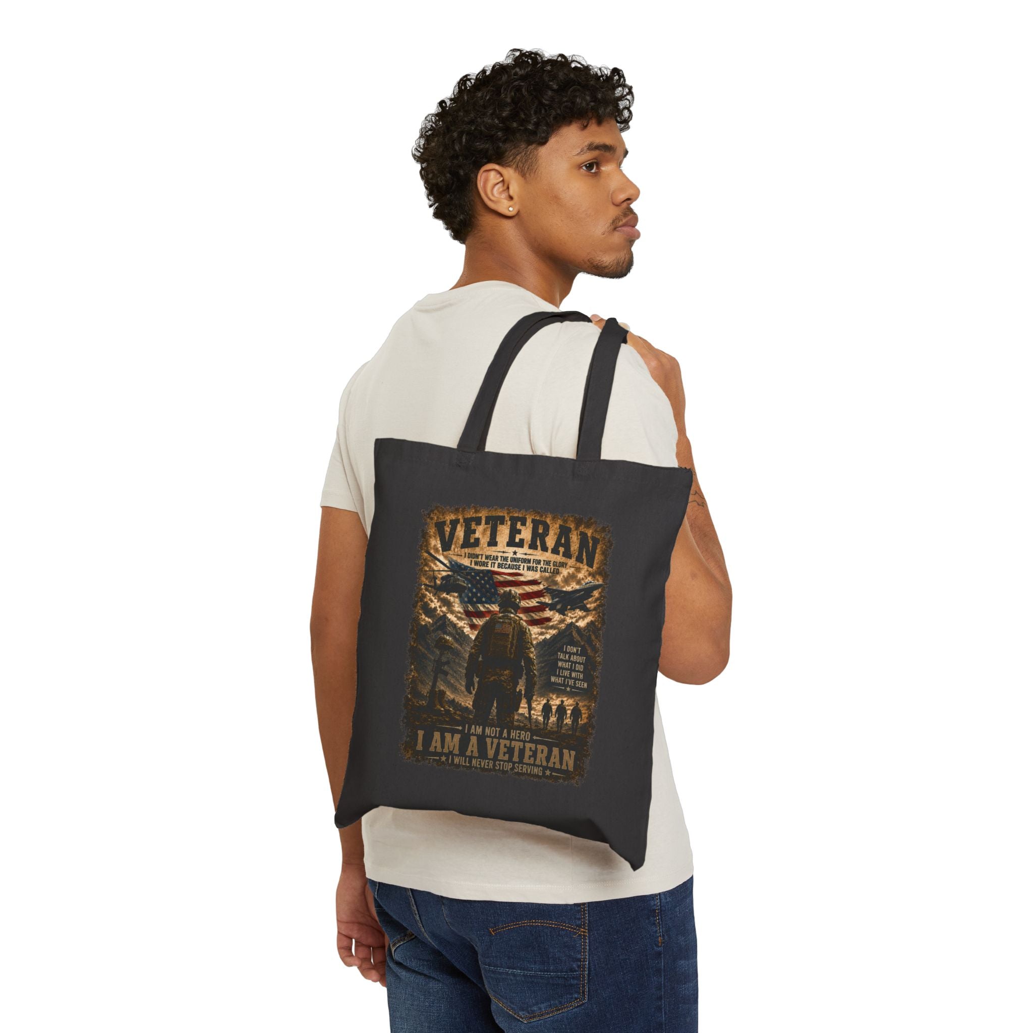 Veteran Tribute Tote Bag — 'I Am a Veteran' Canvas Grocery & Memorial Bag