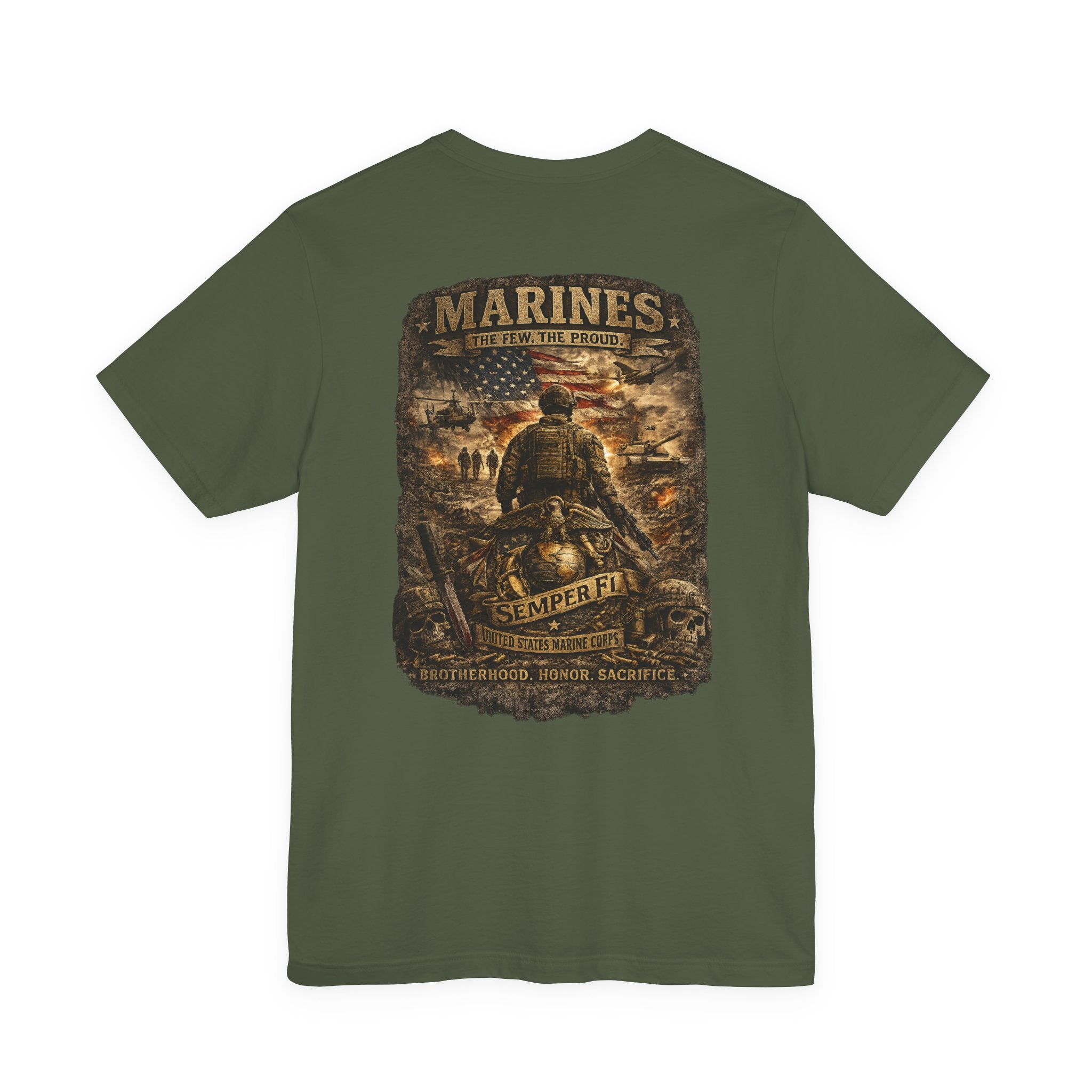 Marines Tribute Tee — Semper Fi Military Dog Tag Graphic T-Shirt