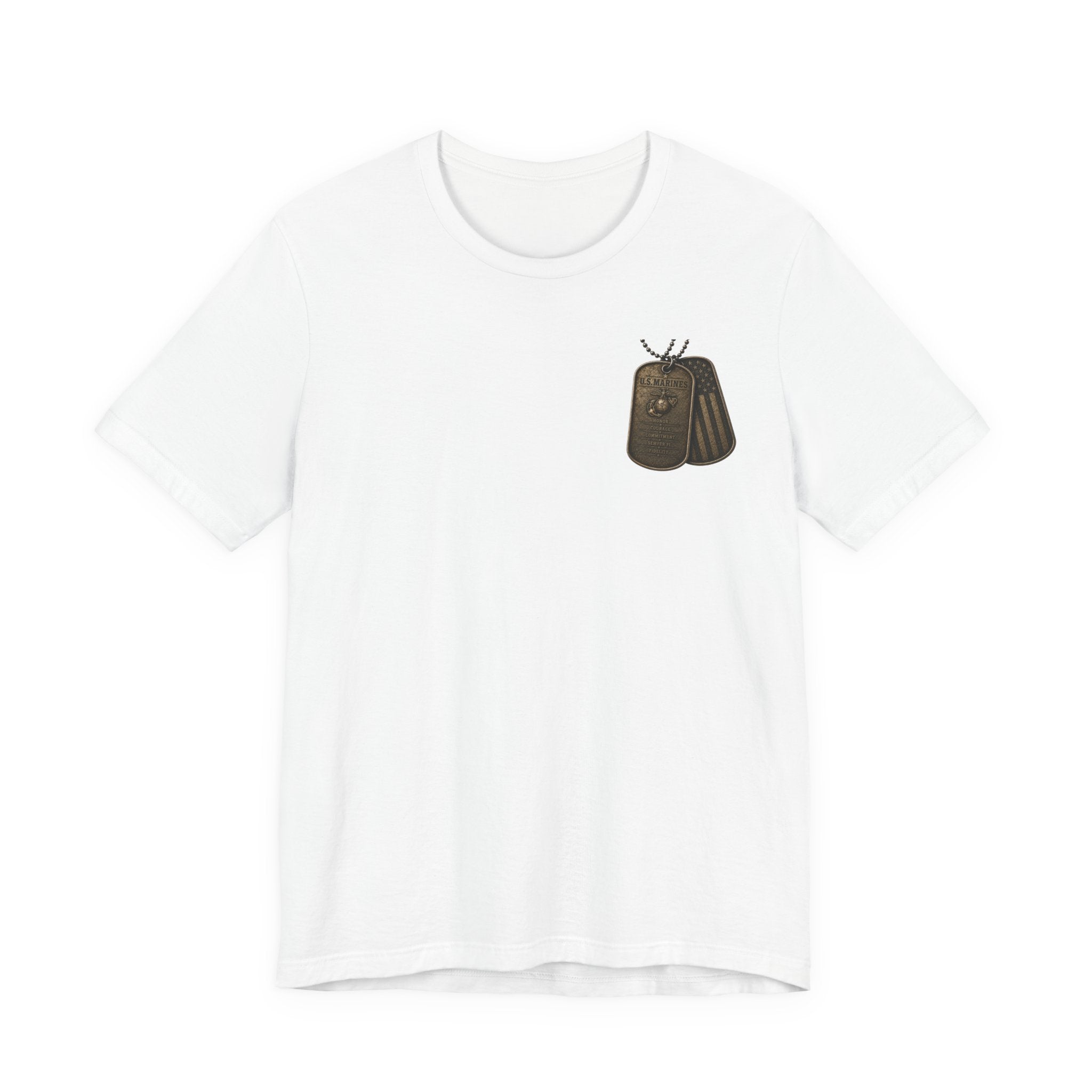 Marines Tribute Tee — Semper Fi Military Dog Tag Graphic T-Shirt