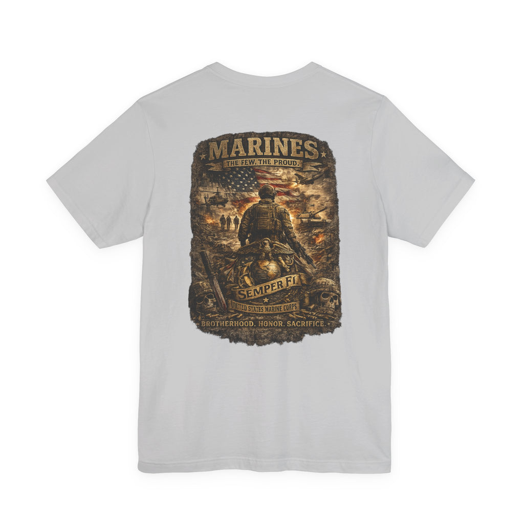 Marines Tribute Tee — Semper Fi Military Dog Tag Graphic T-Shirt