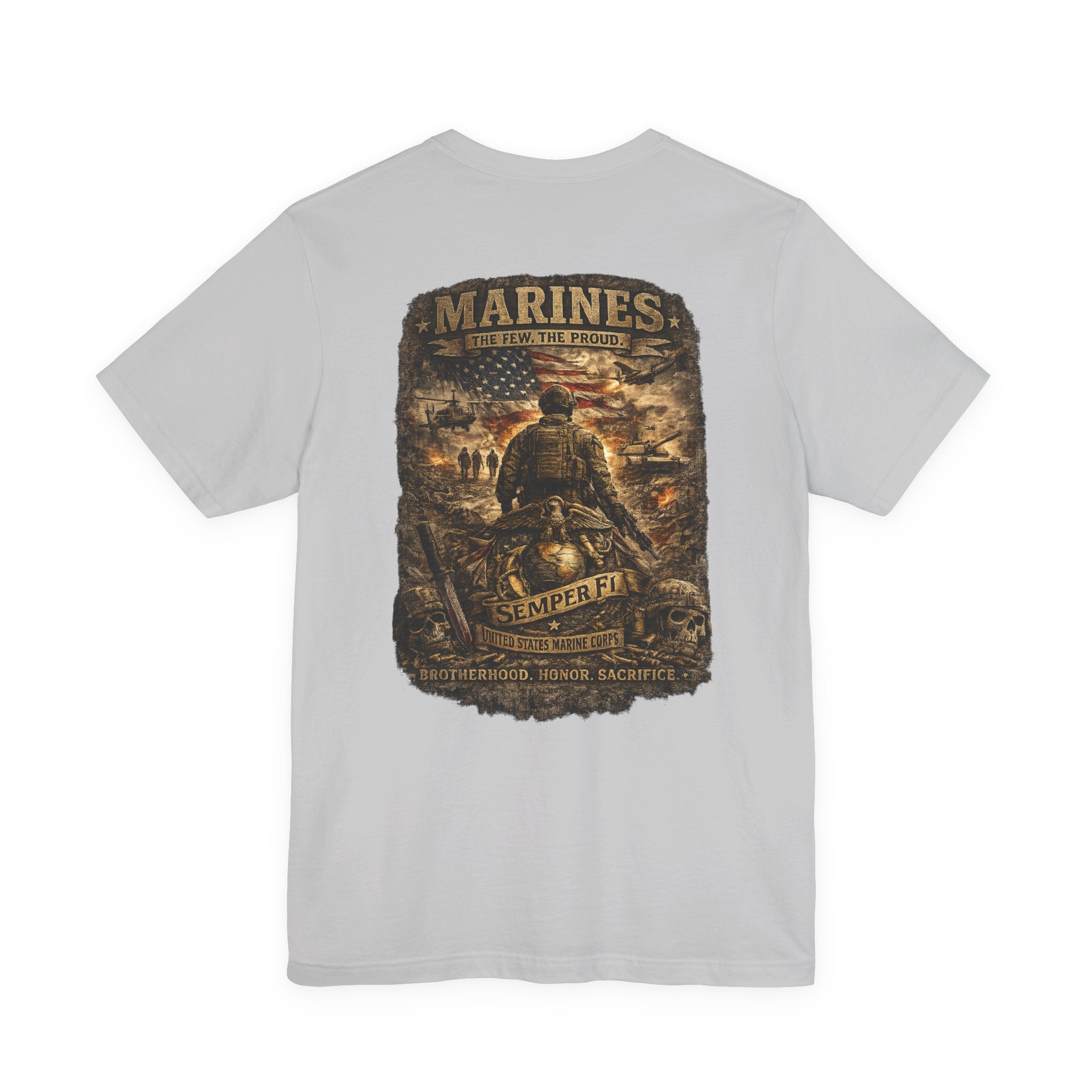 Marines Tribute Tee — Semper Fi Military Dog Tag Graphic T-Shirt