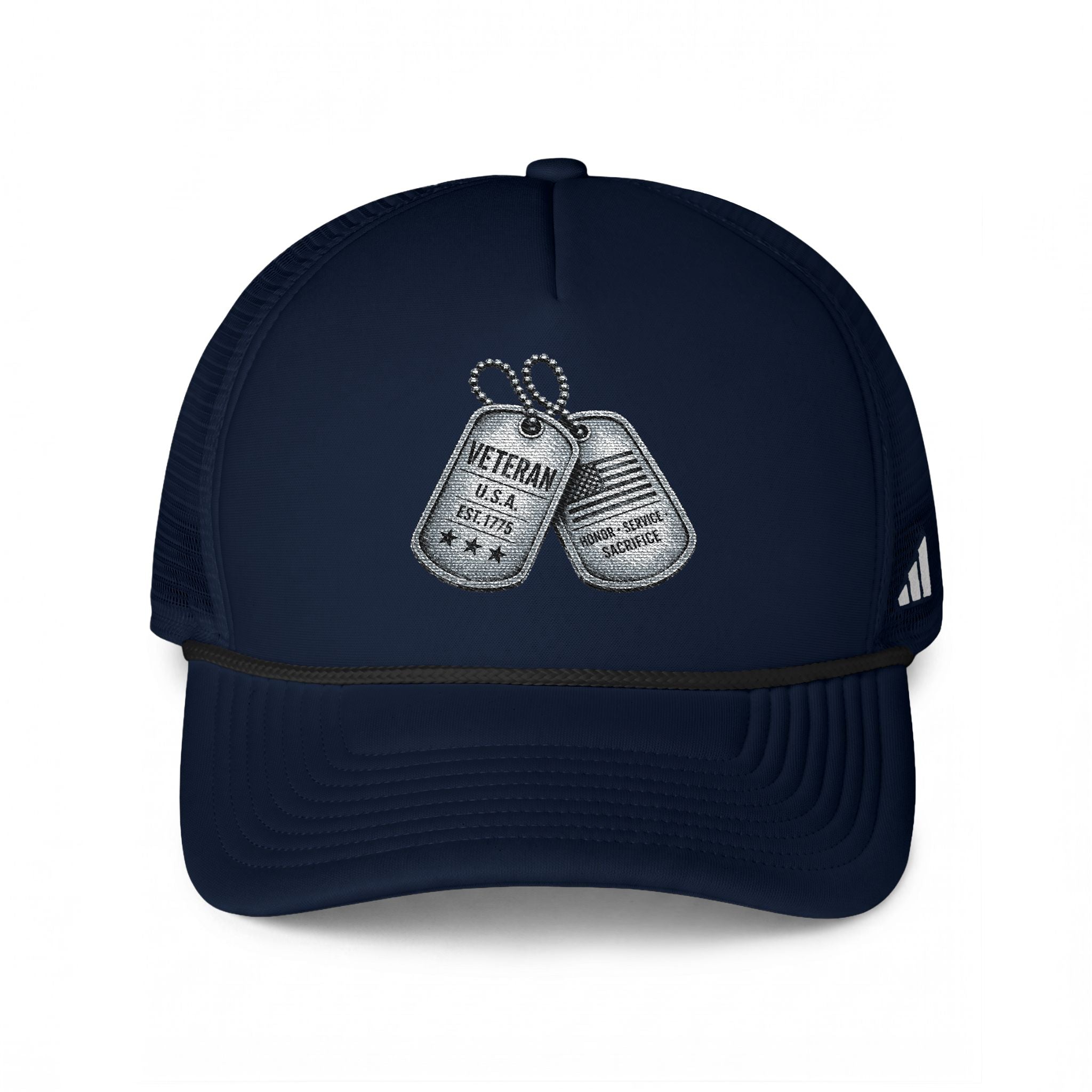 Veteran Dog Tags Trucker Hat — Military Tribute Mesh Cap