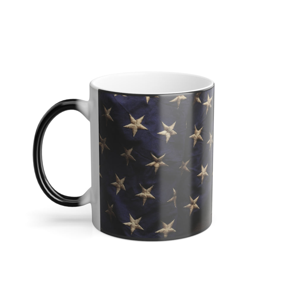 American Flag Color-Changing Mug — 11oz Heat Reveal Patriotic Coffee Cup