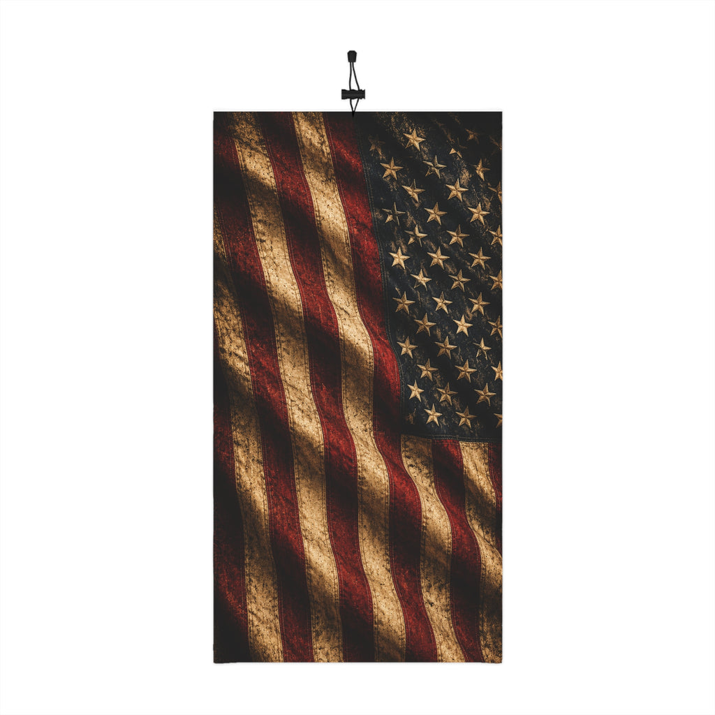Vintage American Flag neck gaiter | Winter drawstring face scarf