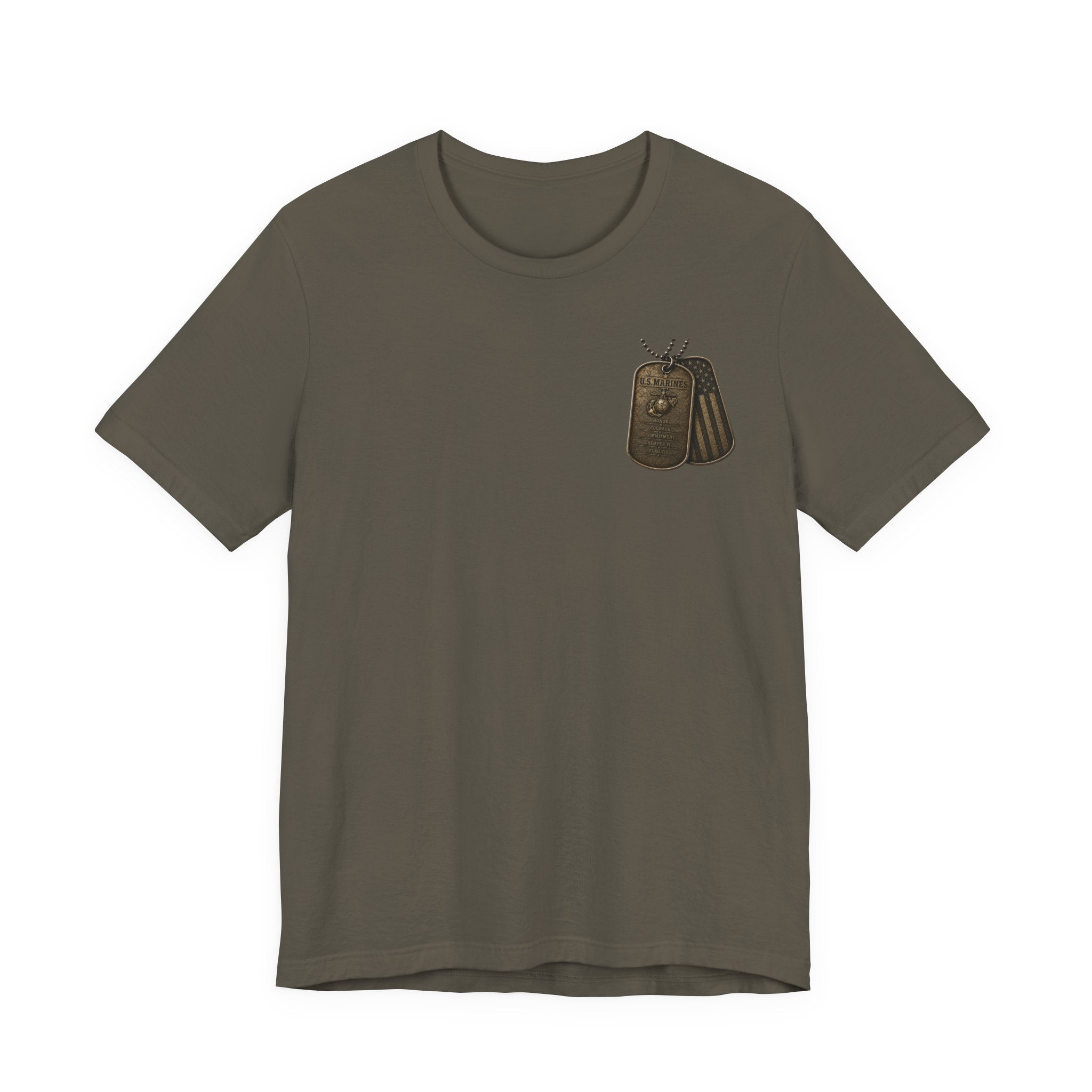 Marines Tribute Tee — Semper Fi Military Dog Tag Graphic T-Shirt