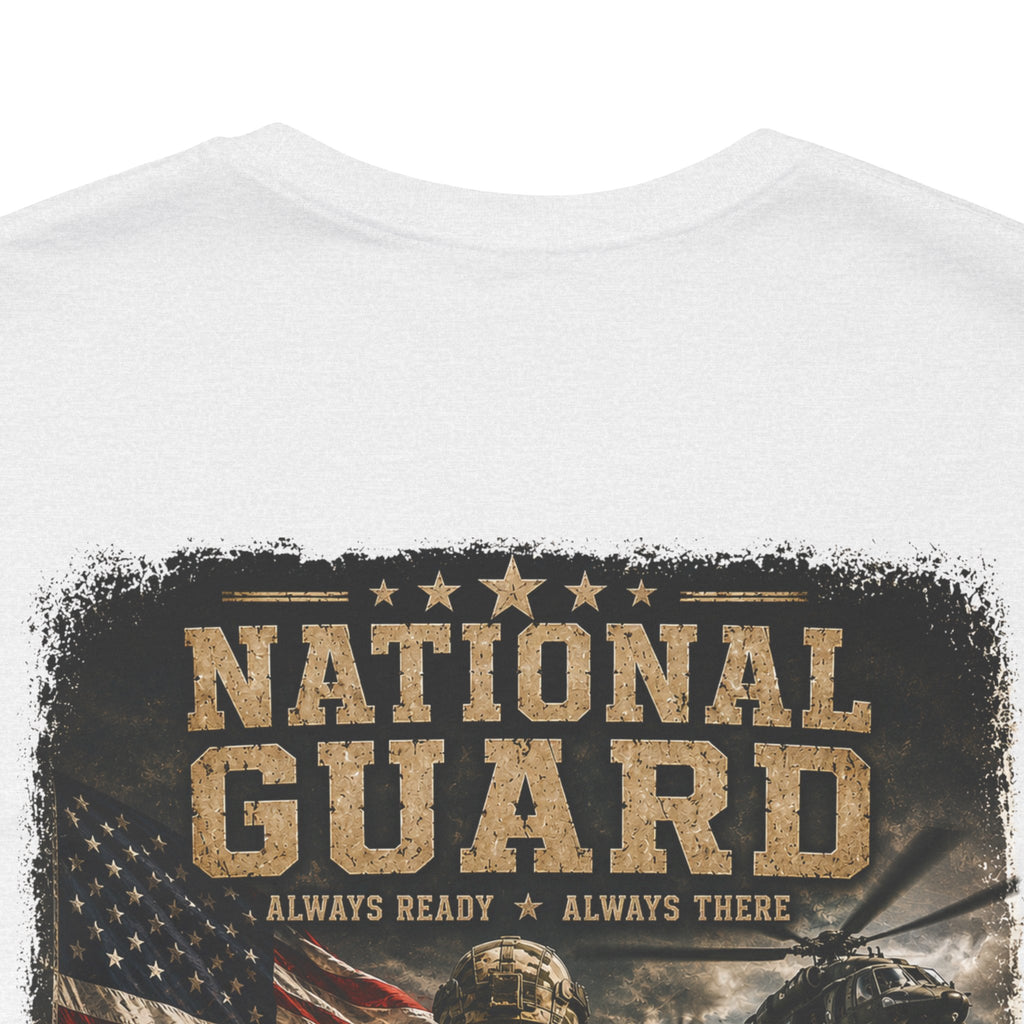 National Guard Graphic Tee — Military Dog Tags & Soldier Back Print