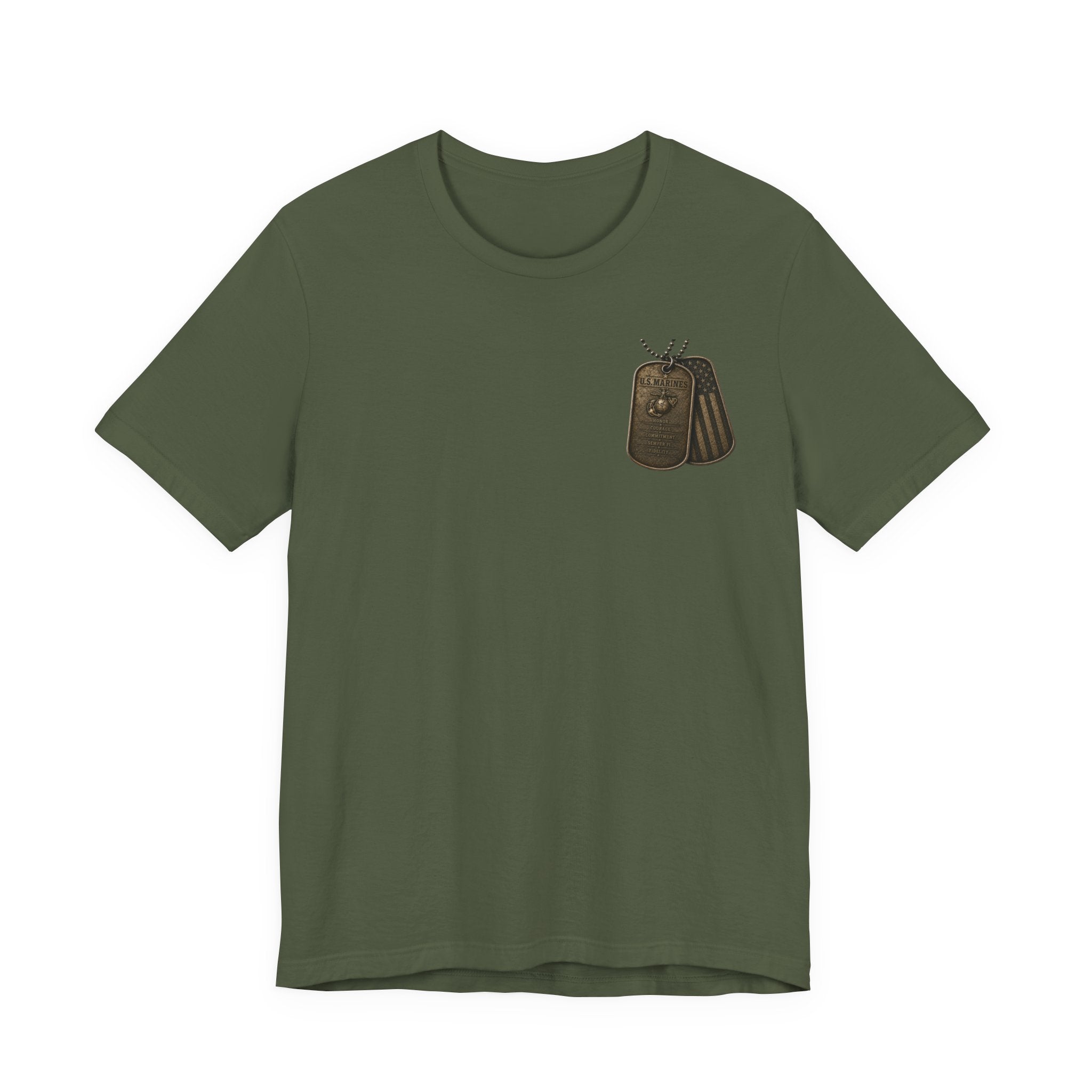 Marines Tribute Tee — Semper Fi Military Dog Tag Graphic T-Shirt