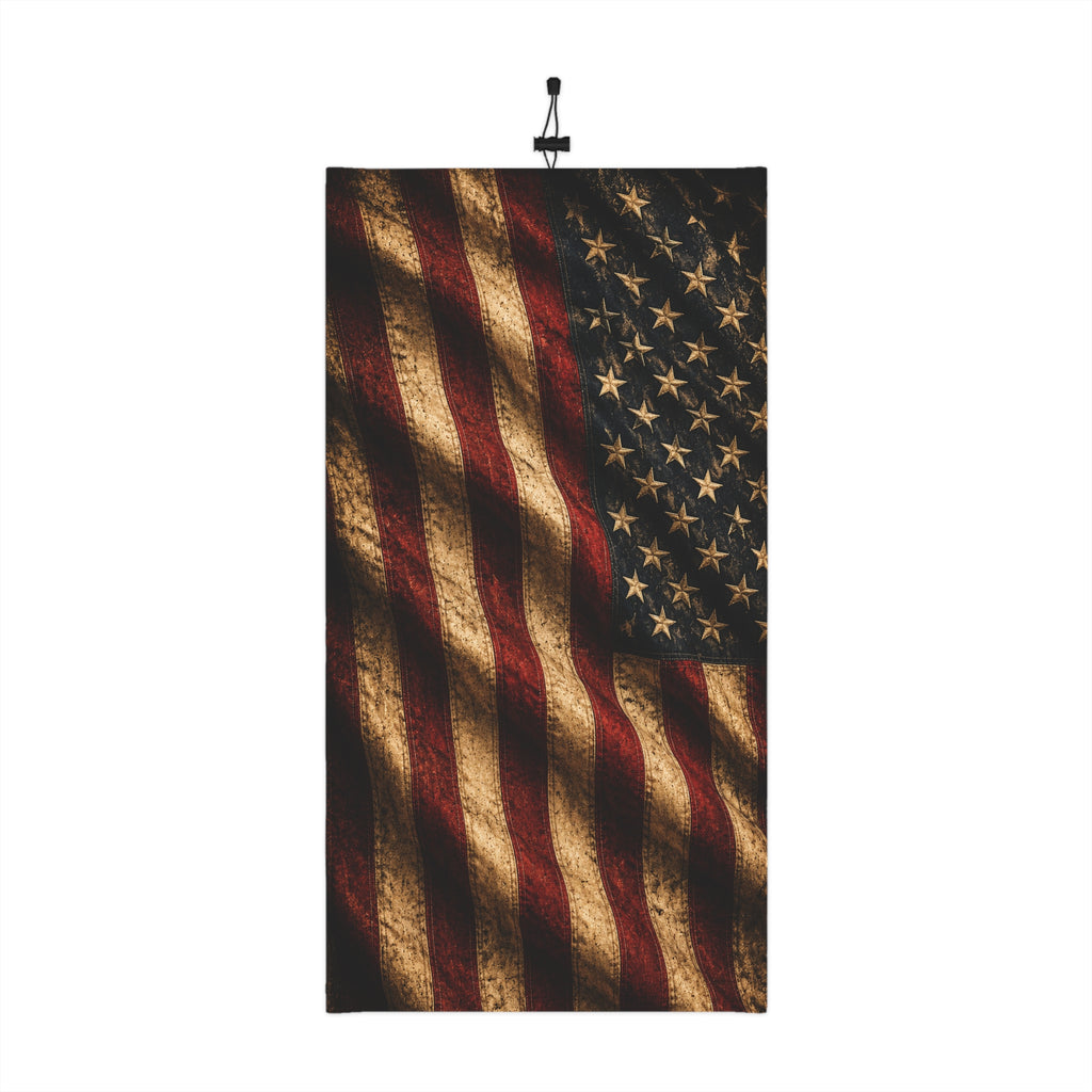 Vintage American Flag neck gaiter | Winter drawstring face scarf